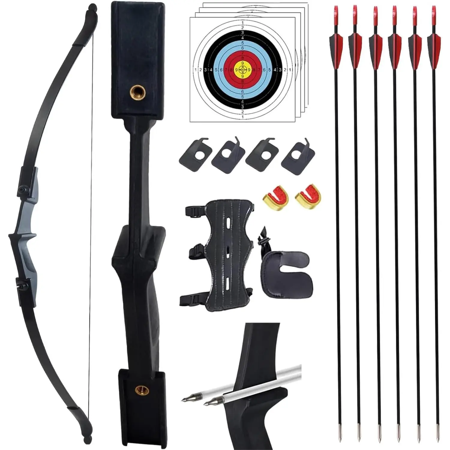 Recurve Bow and Arrow Set for Adults & Youth 20 30 40lb, Takedown Kit for Beginners Right & Left Handed Outdoor Target Practice & Training