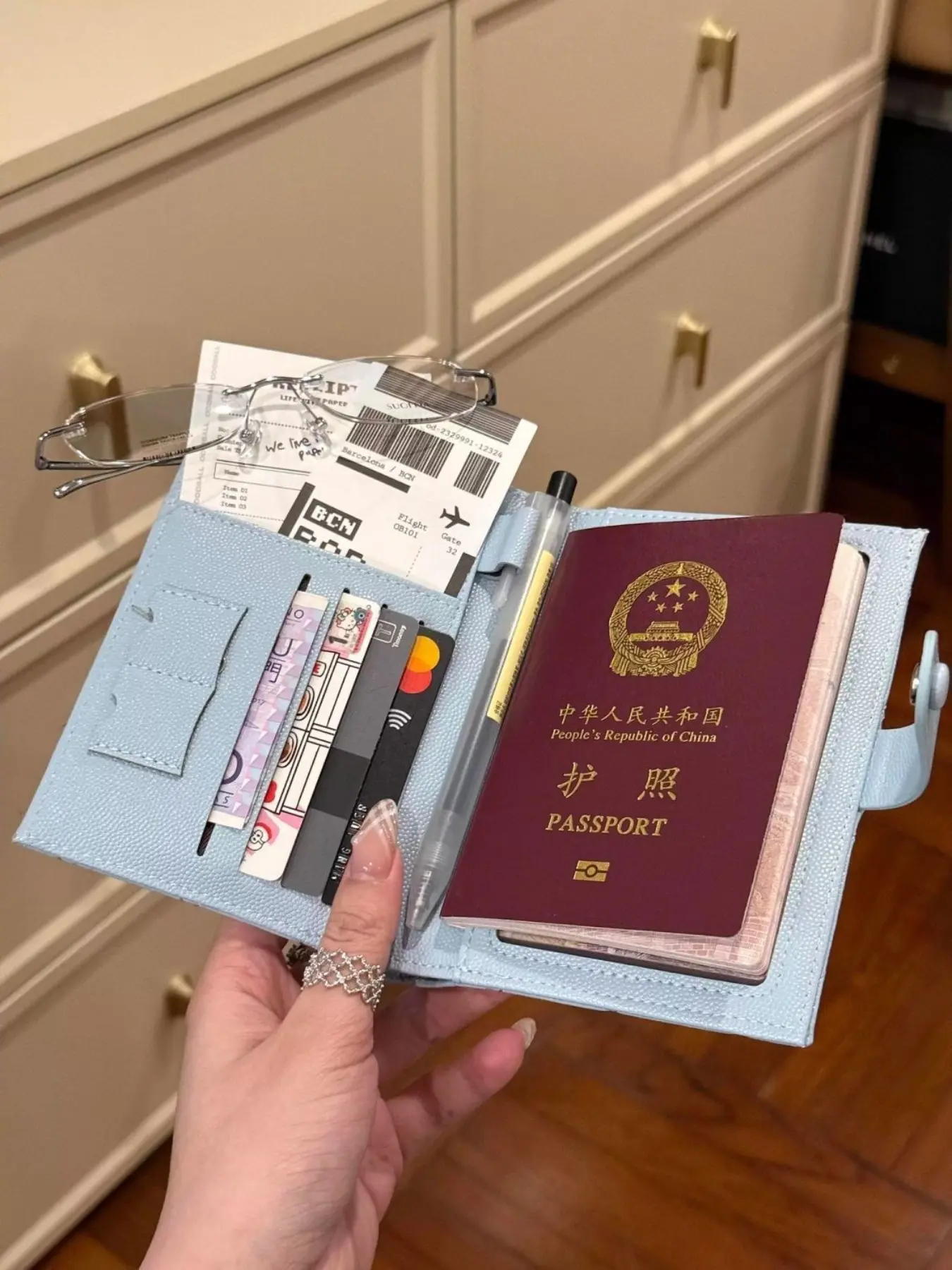 Passport Holder Anti-Theft Travel Ticket Wallet, Multi-Function Passport Case, Passport Cover, PU Material, Casual Style, All Seasons