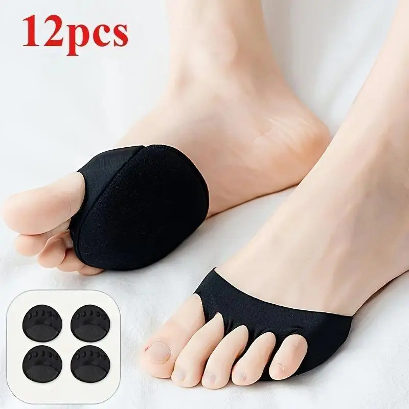12‑Pcs Non‑Slip Toe Pads For Women, Invisible Half Insole Cushion Inserts For High Heels, Foot Discomfort Relief, Soft Comfort Pads For Work Parties And All‑Day Wear, Practical Daily Foot Care Shoe Accessory