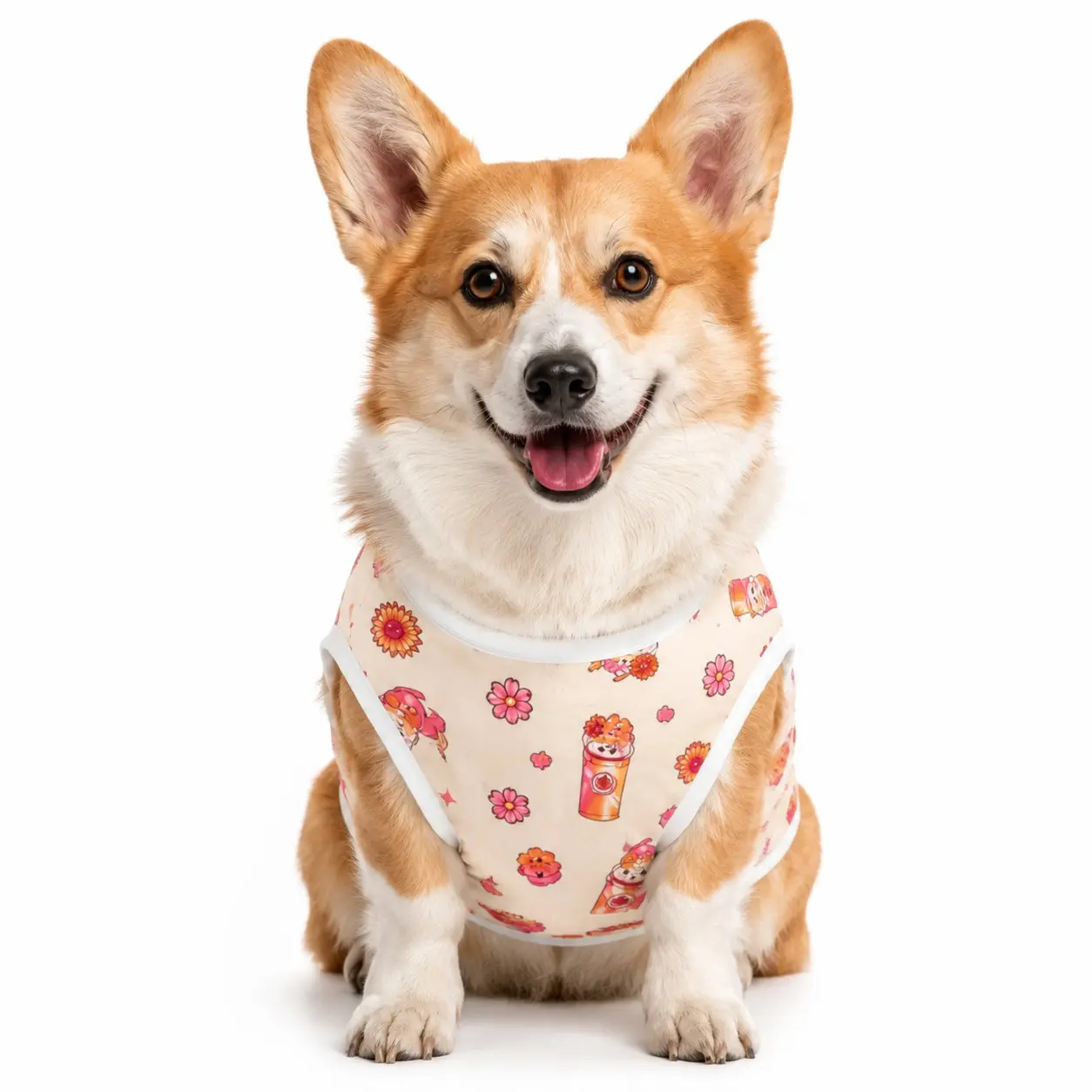 Cute Kawaii Ice Cream Floral Dog Clothes, Cool Touch Pet T-Shirt, Lightweight Breathable Single-Layer Puppy Vest, Sweet Summer Apparel with Cooling Sensation for Medium Large Dogs, Fun Cherry Cartoon Shirt