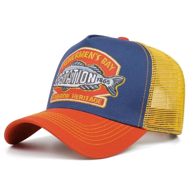 Hot Sale Unisex Summer Fishing Cap Breathable Mesh Trucker Hat Men Women Big Fish Fisherman Sports Snapback Hat Outdoor Cap
