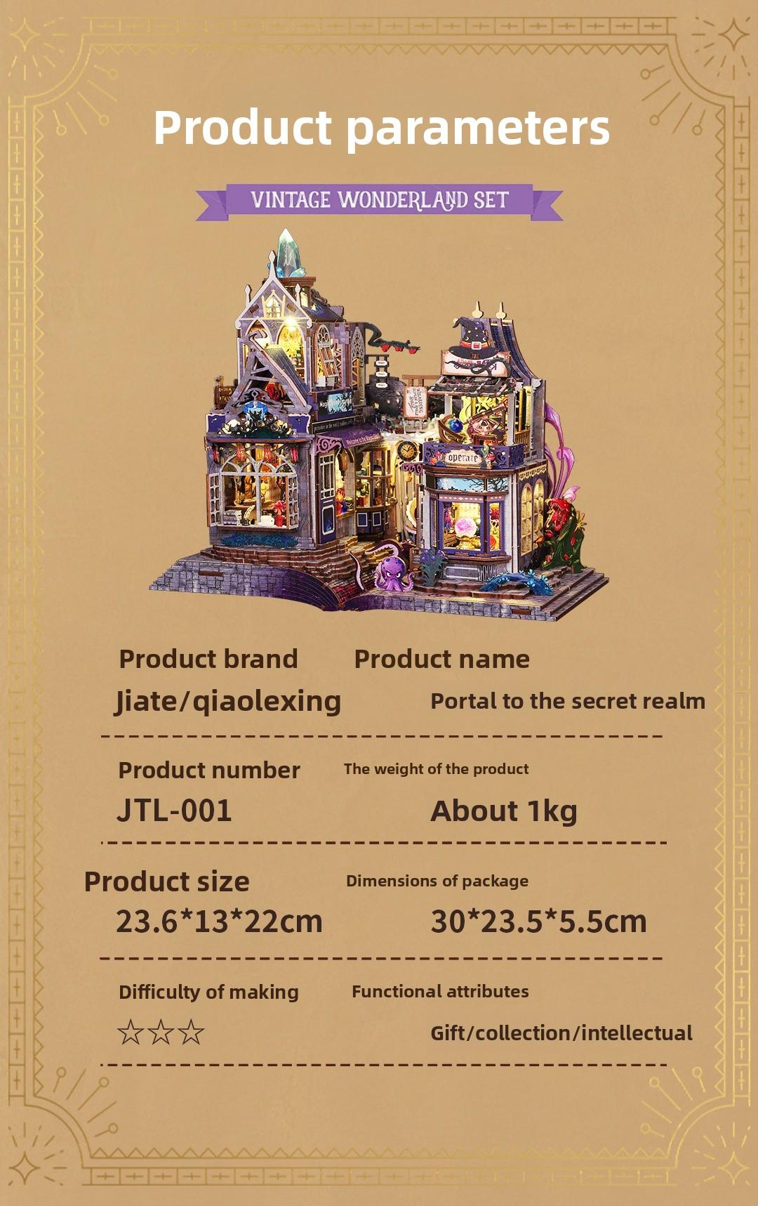 Magic Gate DIY Book Nook Kit - 3D Wooden Puzzle Miniature House with  Light| Enchanted Library Bookshelf Decor| Perfect Creative Gift for Hobbyists & Magic Fans