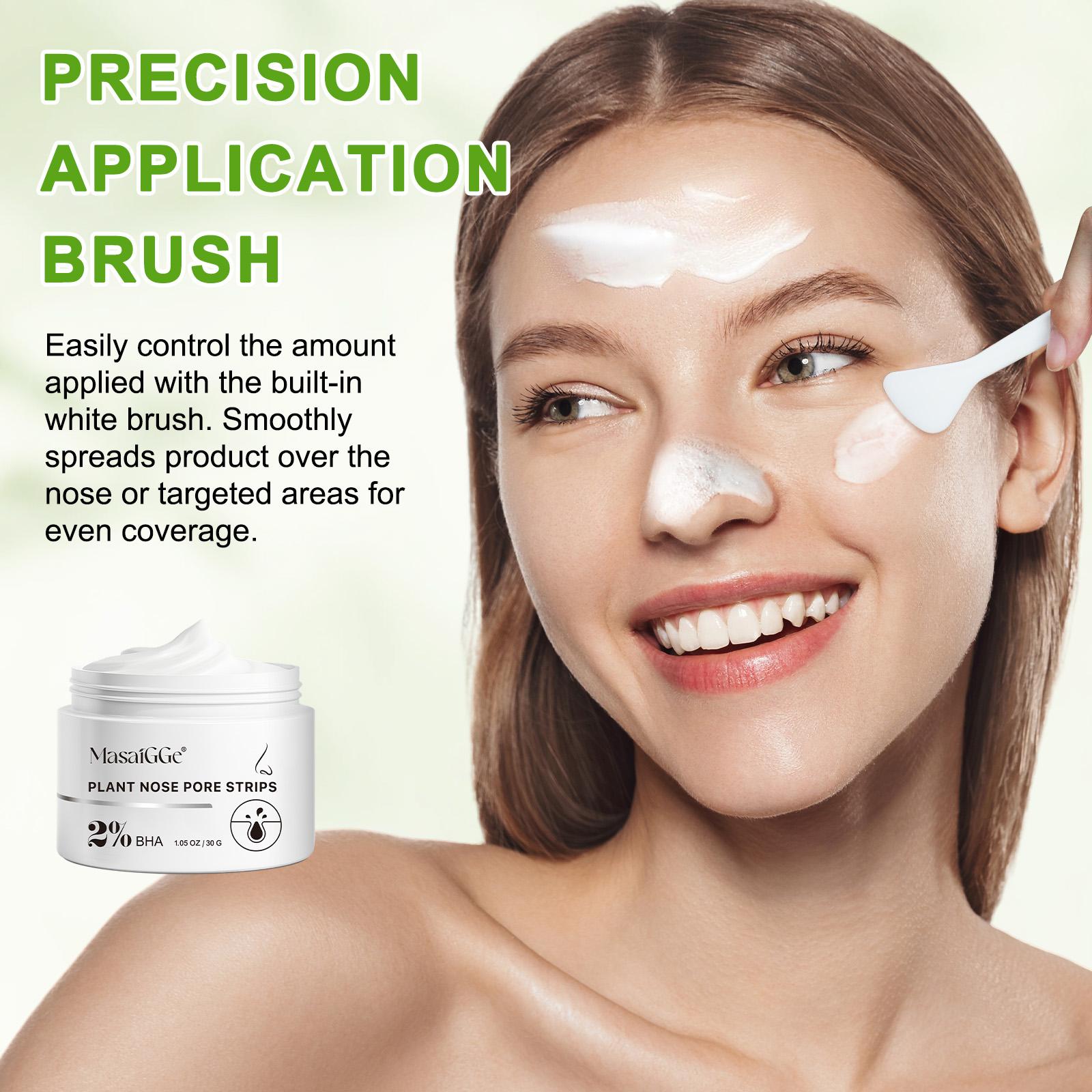 Masaigge Plant Nose Patches 2% Bha, Oil Control Cleansing Unclogs Pores, Improves Skin Texture, Suitable for Oily Skin, Cream Form, Nose Strips