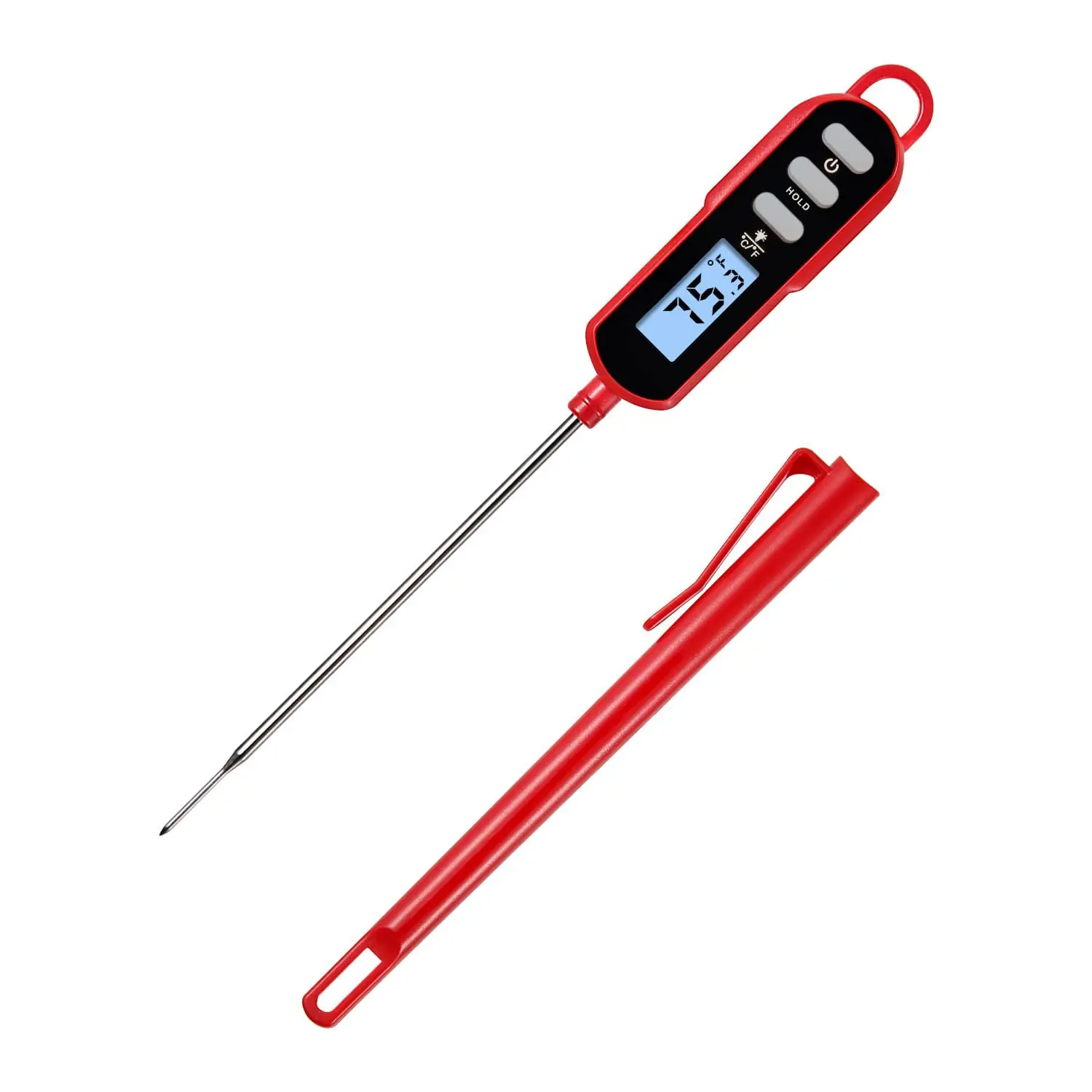 Digital Cooking Thermometer for Bread, 5-Inch Probe, Red | 2–3 second  read, IPX6 , backlit display, ±2°F accuracy, for bread, dough, liquids, water and meat
