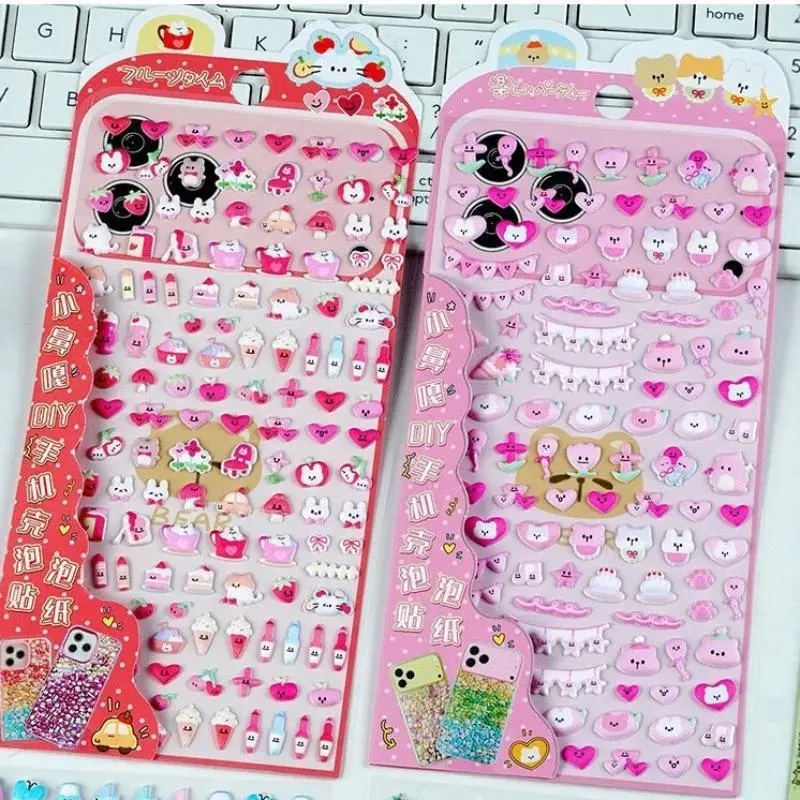 Puffy Bubble Stickers Cute Cartoon Decals for Phone Case Kawaii Sticker for Kids Journaling Scrapbooking Sticker for Photocard