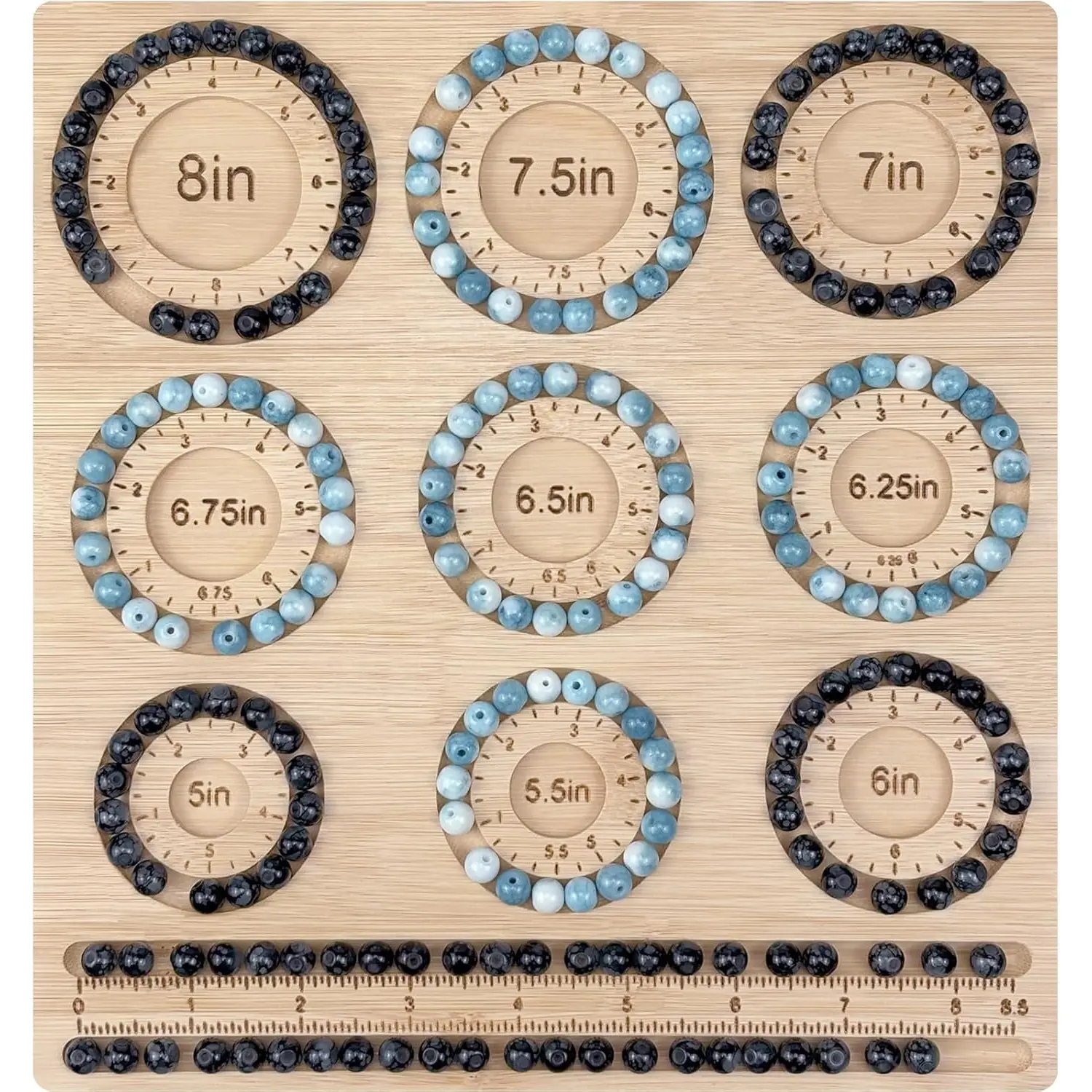 Wooden Bead Board with 9 Holes, Jewelry Making Bead Mat and Tray, DIY Bead Storage Box, Professional Craft Workbench
