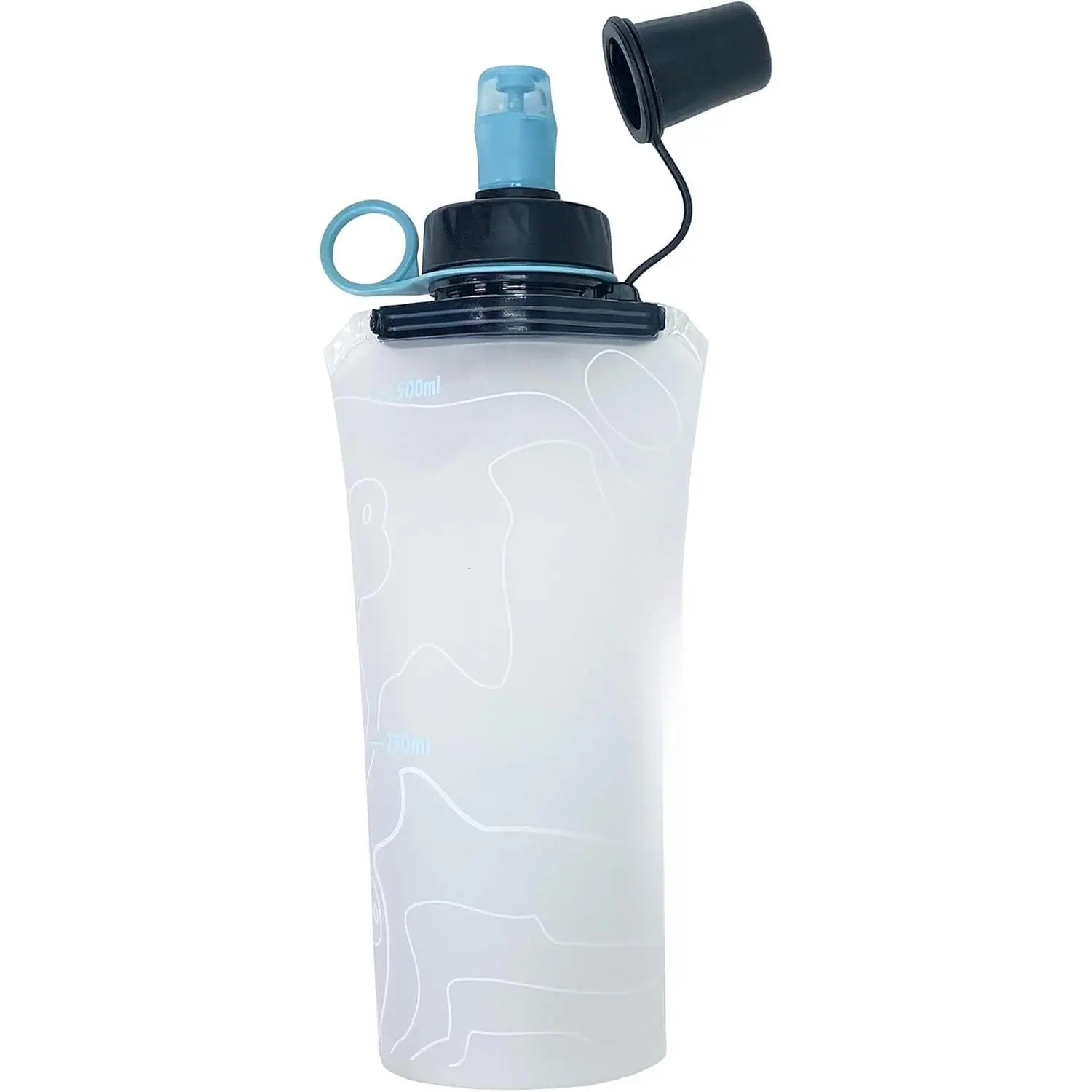Ultralight Reusable Sports Water Bottle - Bendable, Collapsible, Soft, Leakproof Cap, Hiking-Ready, Hydration Vest-Fit Canteen (Glacier, 500ml)