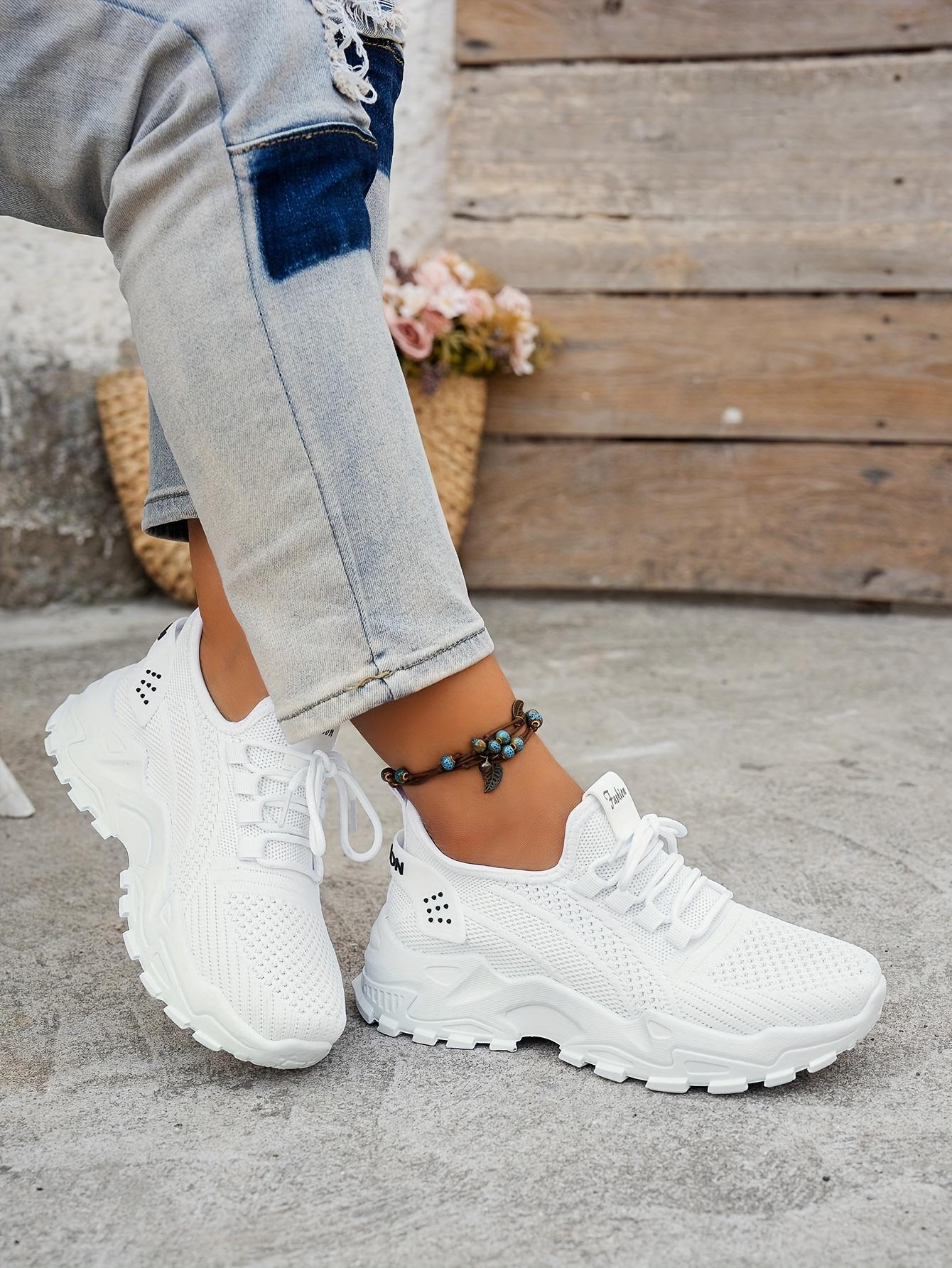 Ladies' Breathable Shoes - Stylish, Comfortable, Low-Top Tennis Shoes with Thick Soles Casual Outdoor Wear