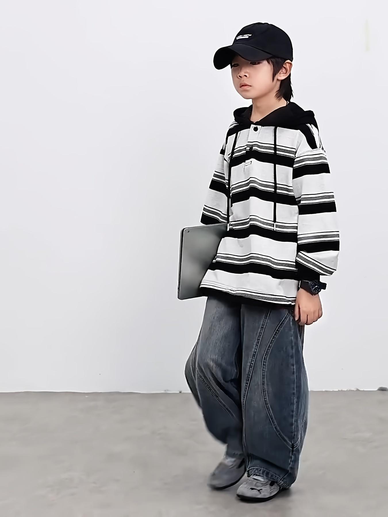 (New)Back-to-School Season Valentine's Day 2025 Four-Season Style Boys' Fashion  Wide-Leg Jeans Pants