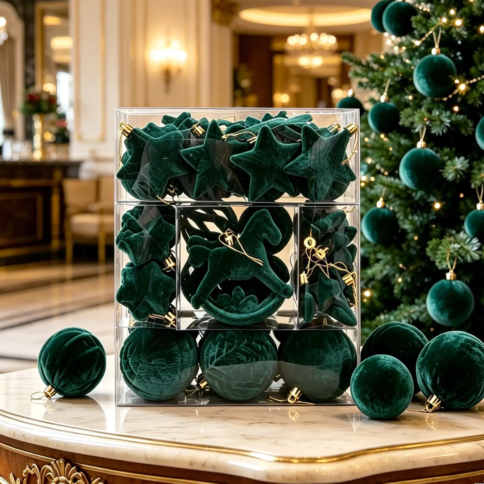 58-Piece Velvet Christmas Stars Ornaments Set, Durable Indoor/outdoor Decor, Perfect for Trees, Wreaths, Doors, Weddings, Parties, Valentine's Day