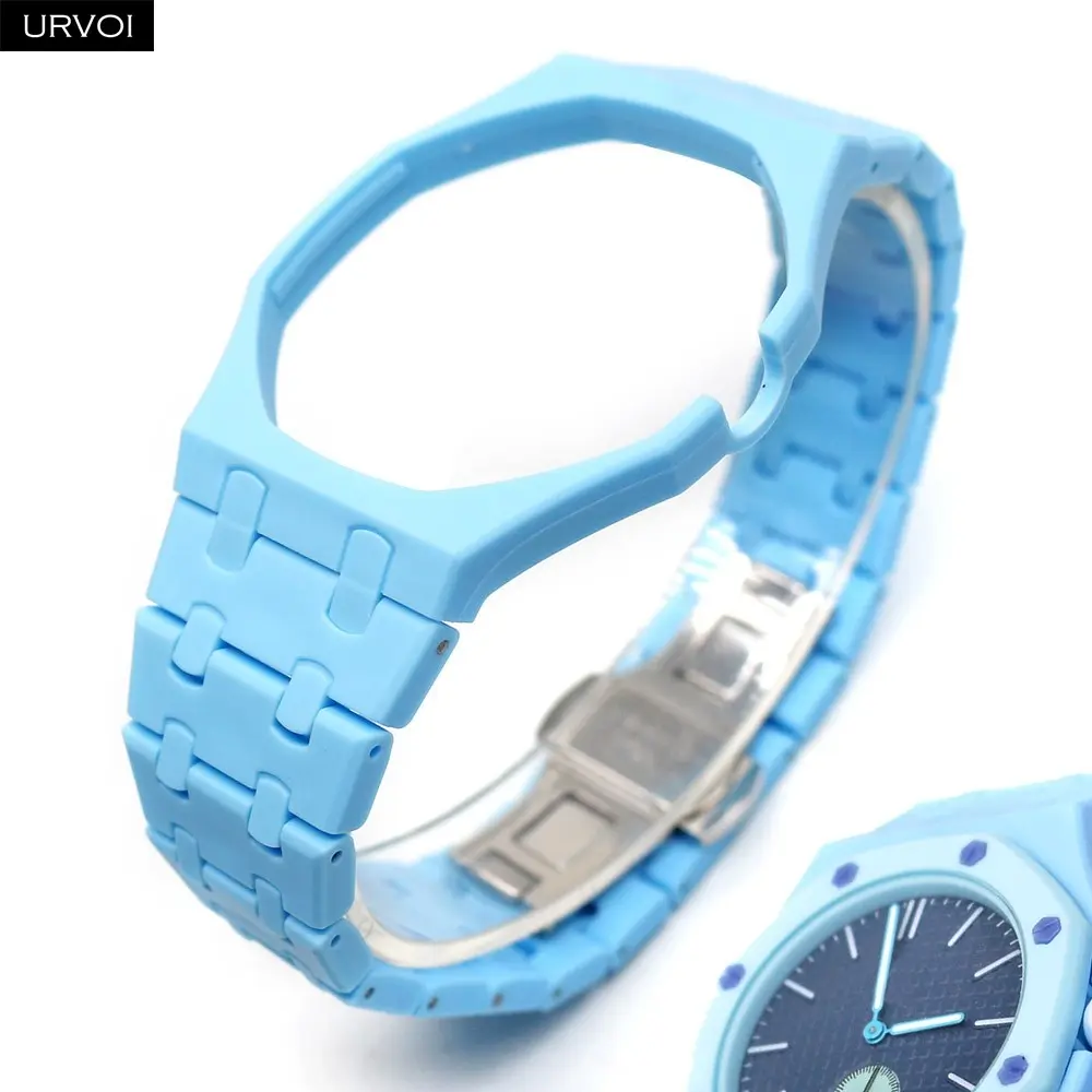 URVOI Case Band for Swatch x AP Royal Pop Pocket Watch change to Wristwatch High-Tech Polymer Strap Quality Stainless Steel Butterfly Buckle Ultra-Lightweight Smooth & Skin-Friendly