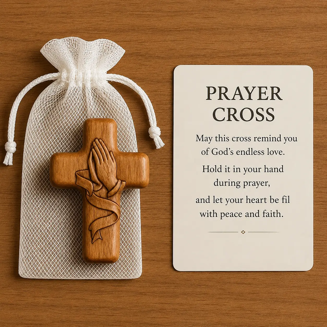 Prayer Cross Gift, Wooden Christian Prayer Cross, Faith Comfort Gift, Religious Gift for Family & Friends