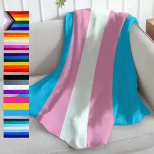 Transgender Pride Super Soft Throw Blanket, LGBT Bisexual Pansexual Asexual Male Nonbinary Flannel Blanket, Baby blankets and adult blankets, Multipurpose Office Bedding, Plush Thin Warm Napping Blanket for Home Office School Travel, Lightweight Anime Qui