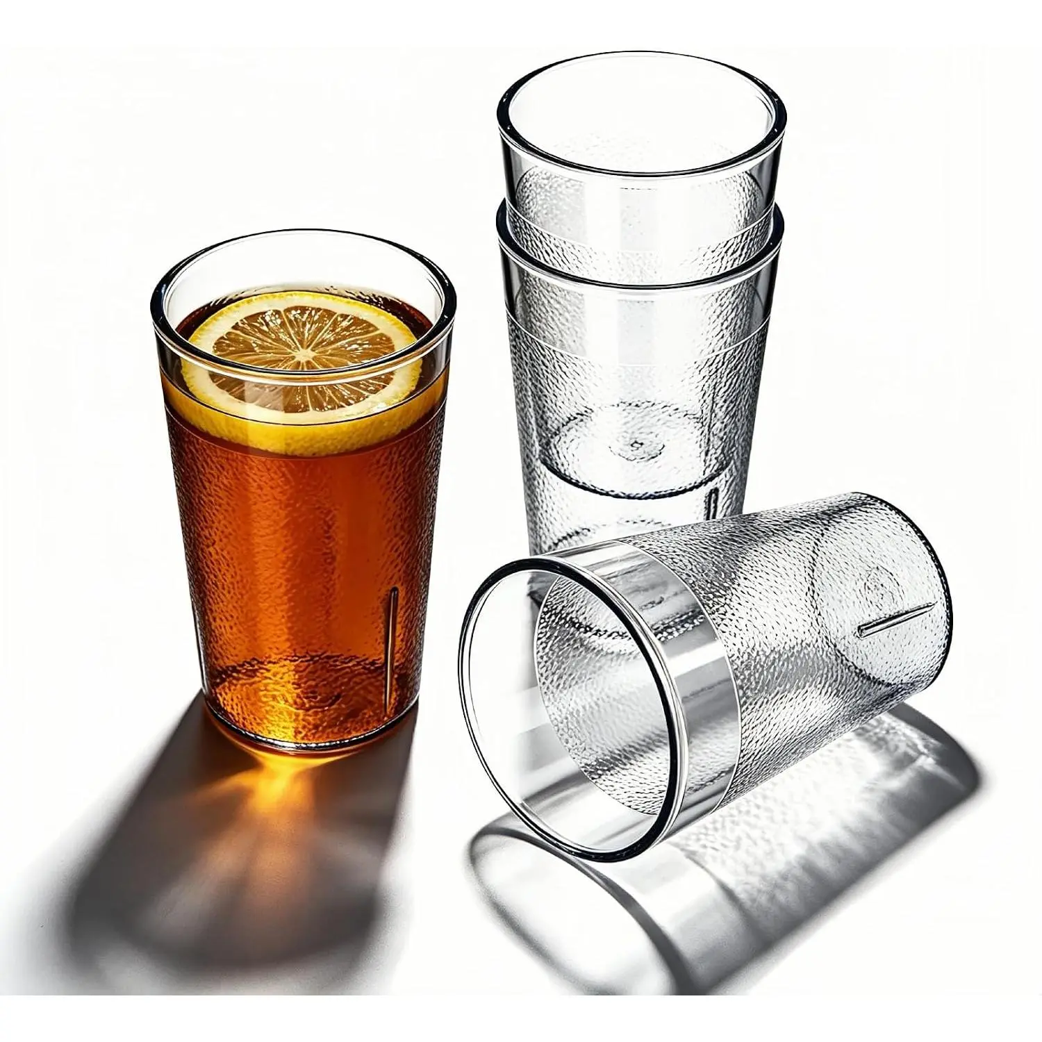 Stackable Plastic Cups, Shatterproof Drinking Glasses Set of 4,  Dishwasher Safe, Unbreakable Clear  Tumblers, Commercial Grade Restaurant Cups for  Kitchen Party Bar