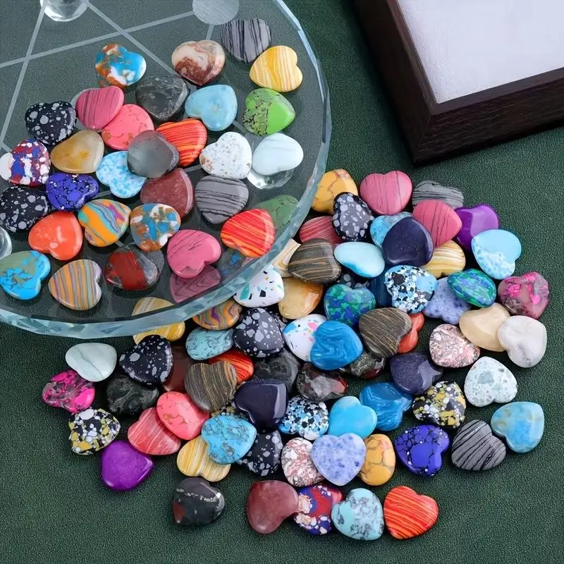 Heart-Shaped Natural Stones, 30/50pcs Polished Stones, Assorted Colors, Unique Patterns, Ideal for Gifts, Home Decor, Meditation