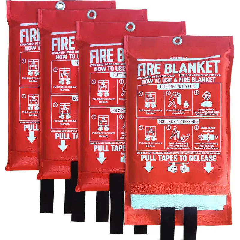Fire Blanket for Home and Kitchen,40" x 40",4 Pack,Emergency Fire Blanket