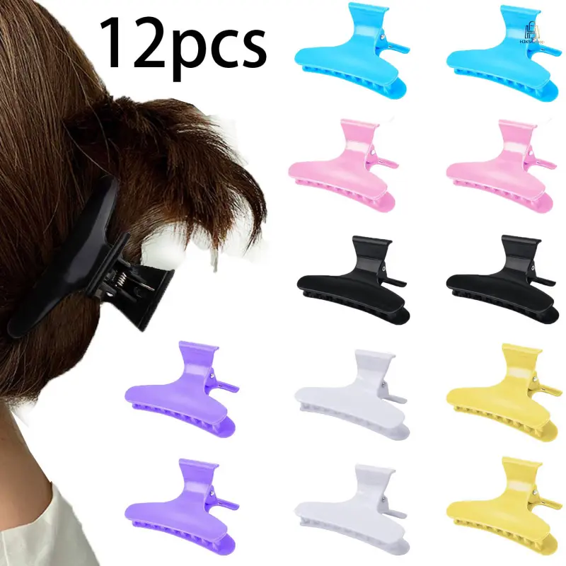 12 Pieces Hair Styling Accessories Set, Including Section Claws, Color Butterfly Clips, Long Alligator Clips & Hair Braiding Tools, Multi-functional Hair Accessories for Salon & Daily Hairstyle Making