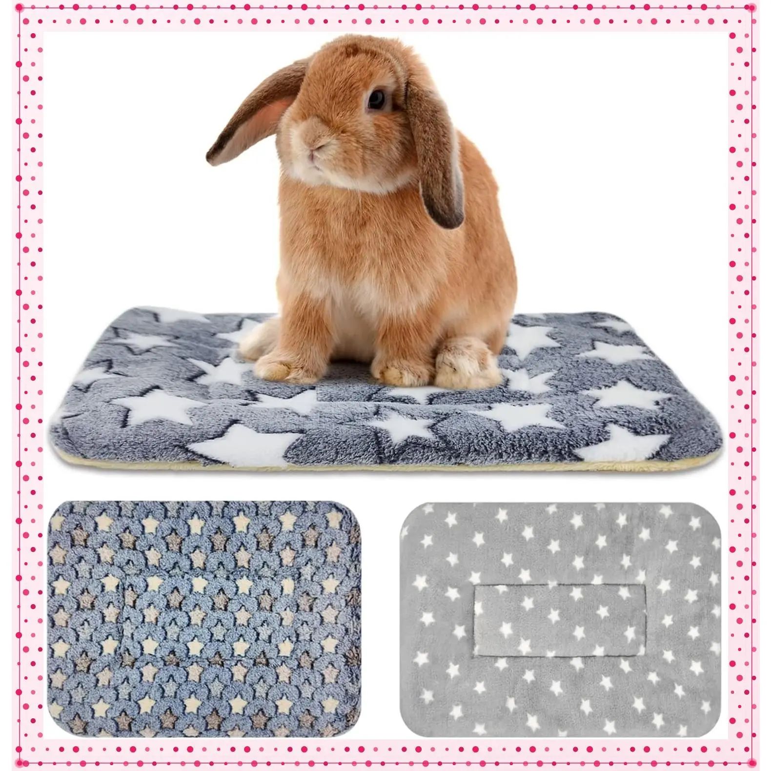 3PCS Soft Rabbit Bedding Set, Warm Fleece Guinea Pig Blanket, Plush Sleeping Mat Cage Liner for Hamster Ferret Squirrel Hedgehog RatGift