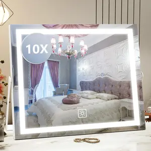 Smart LED Vanity Mirror with Lights – Lighted Makeup Mirror with Detachable 10X Magnification, 3 Color Modes & Stepless Dimming, 360° Rotation – Perfect for Women & Girls – Wedding & Birthday Gift