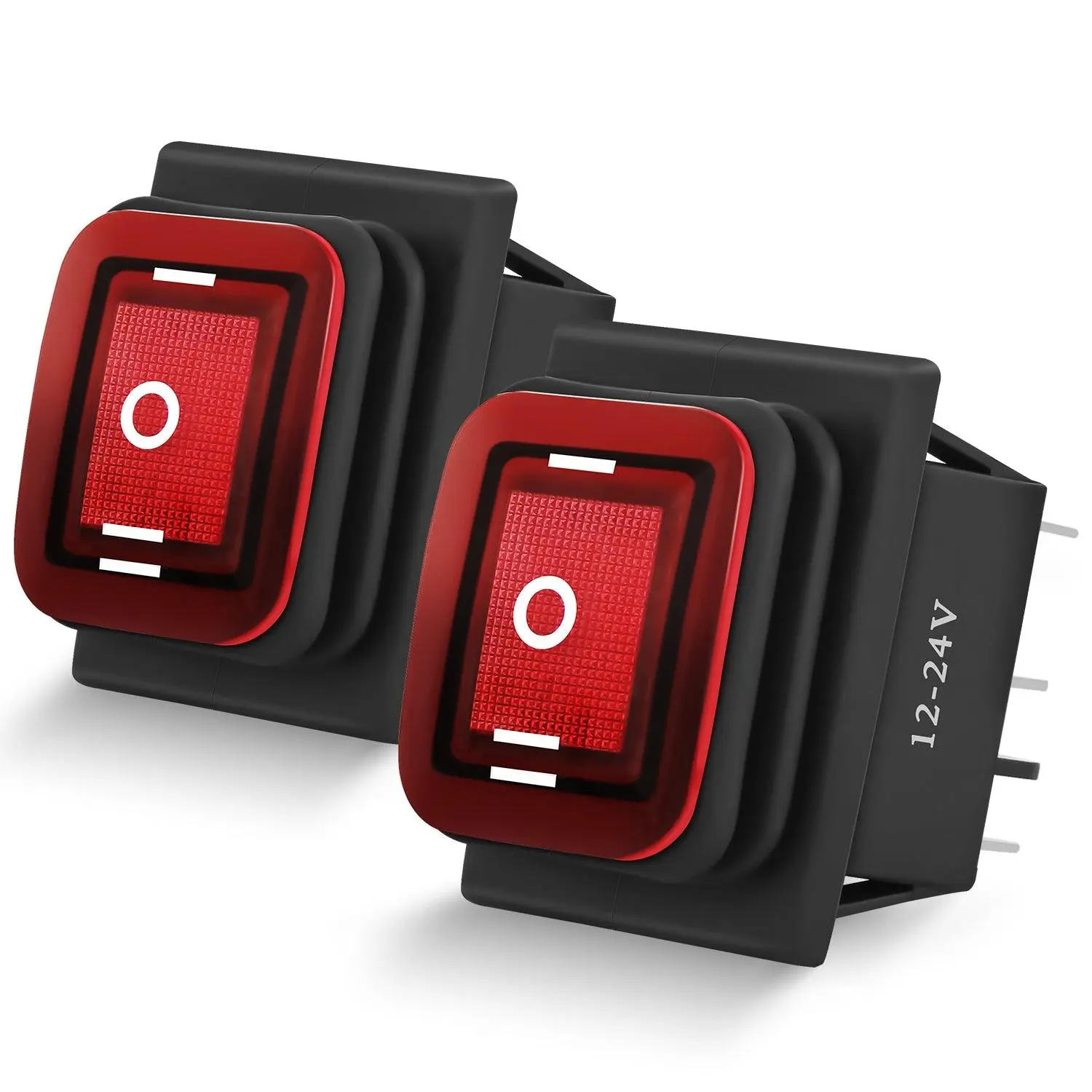 Nlilght 6Pin On Off On Rocker Switch 2PCS Red LED Lighted IP67 Waterproof DPDT 3 Position Latching 20A 12VDC 125VAC Motor Toggle for Car Boat Automotive  s