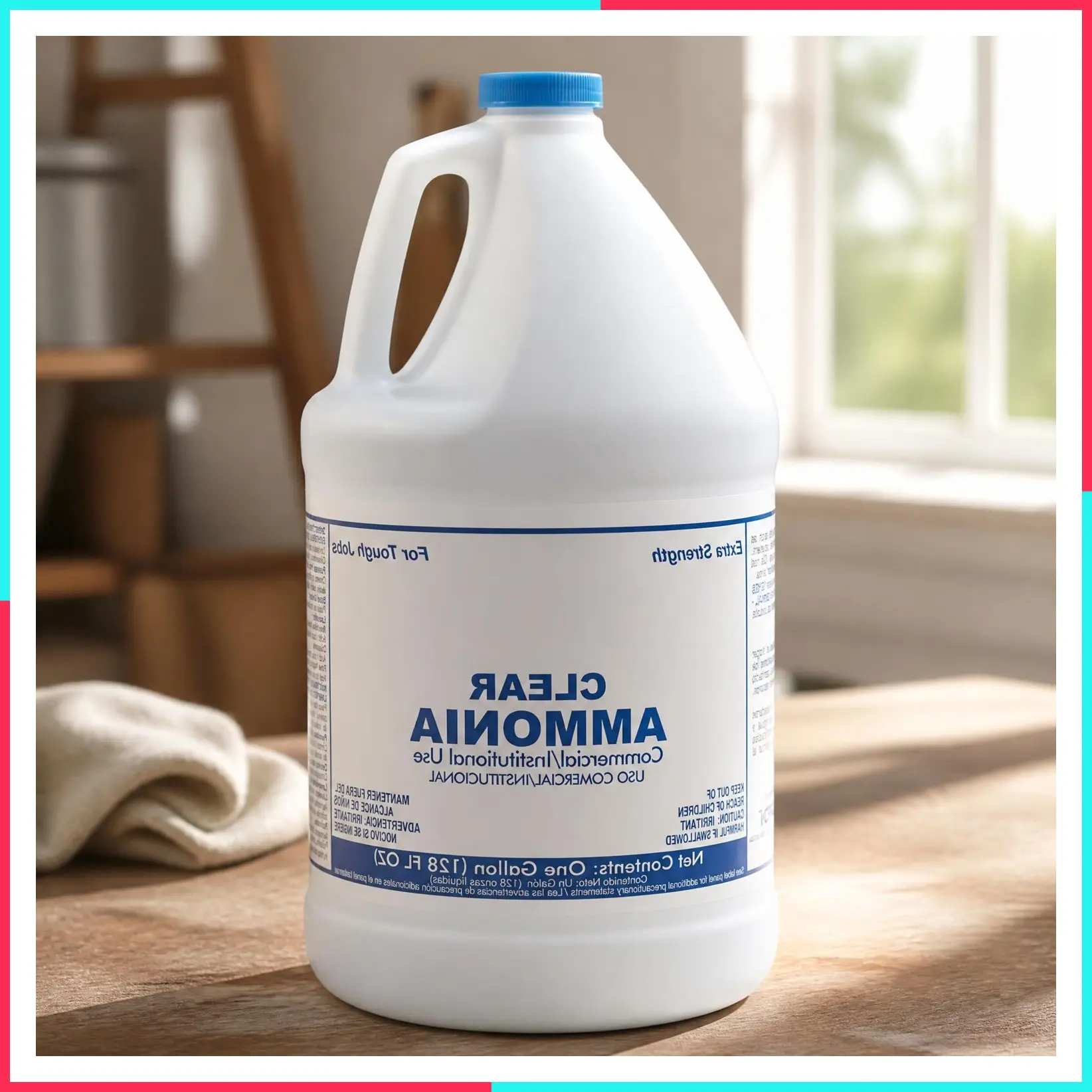 Clear Ammonia Cleaner Liquid – 1 Gallon Multipurpose Multi-Surface Cleaning Solution for Kitchen & Bathroom, Removes Grease, Hard Water Stains, and Odors.