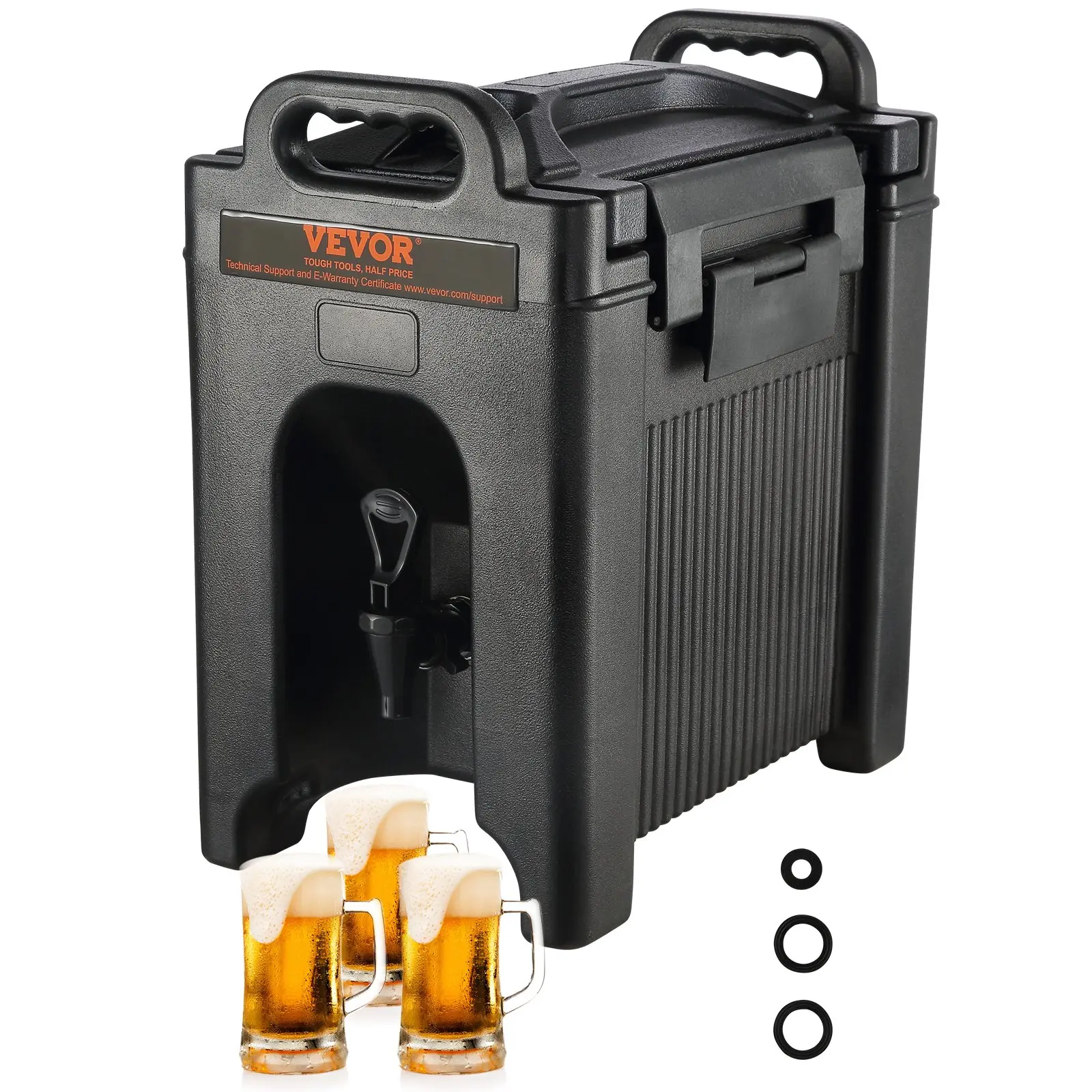 Insulated Beverage Dispenser, 2.5 Gallon, Food-grade LDPE Hot and Cold Beverage Server, Thermal Drink Dispenser Cooler with 0.9 in PU Layer Two-Stage Faucet Handle, for Restaurant Drink Shop