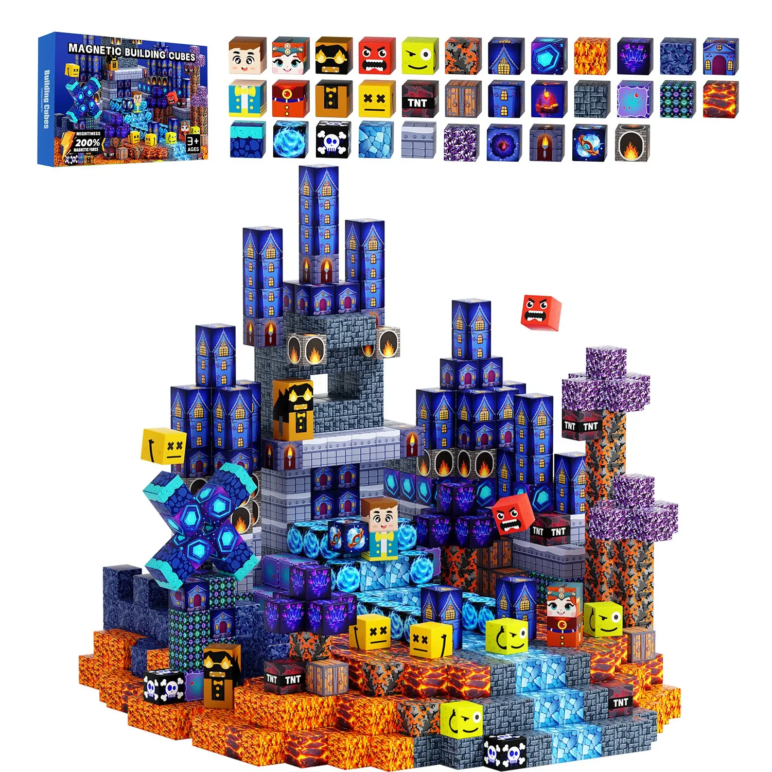 100/150/200PCS Strong Magnetic Blocks for Kids, Magnetic Building Cubes Set, Stable Construction Toys with Creative Stacking Design, STEM Montessori Sensory Learning Toys, DIY Educational Building Kit Gifts for Boys and Girls Ages 3+, Model Building Set