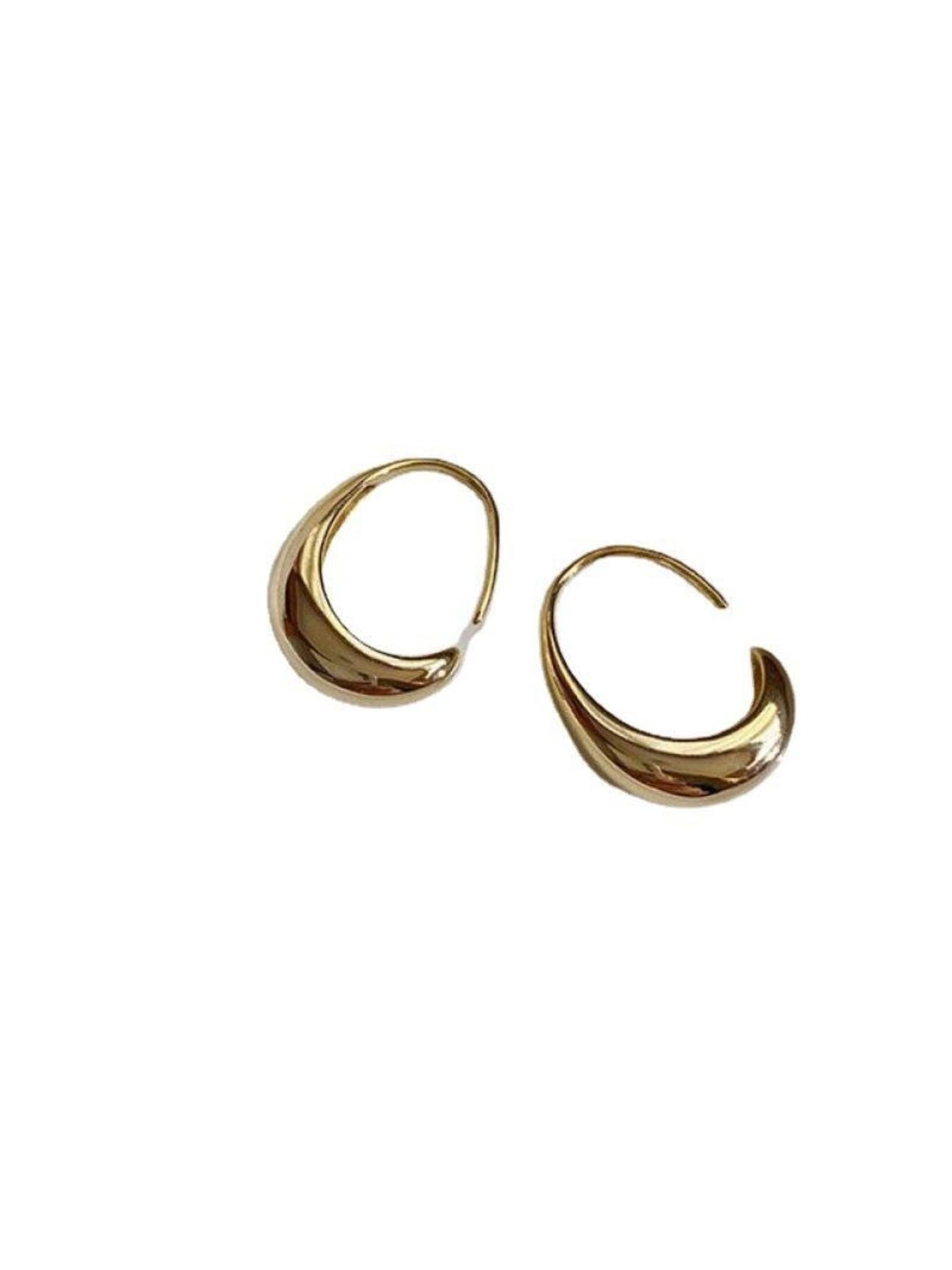 Golden/silver Color Earrings, Personality Exaggerated Casual Style, Plain Design, Metal Chain Material, All-Season Accessory