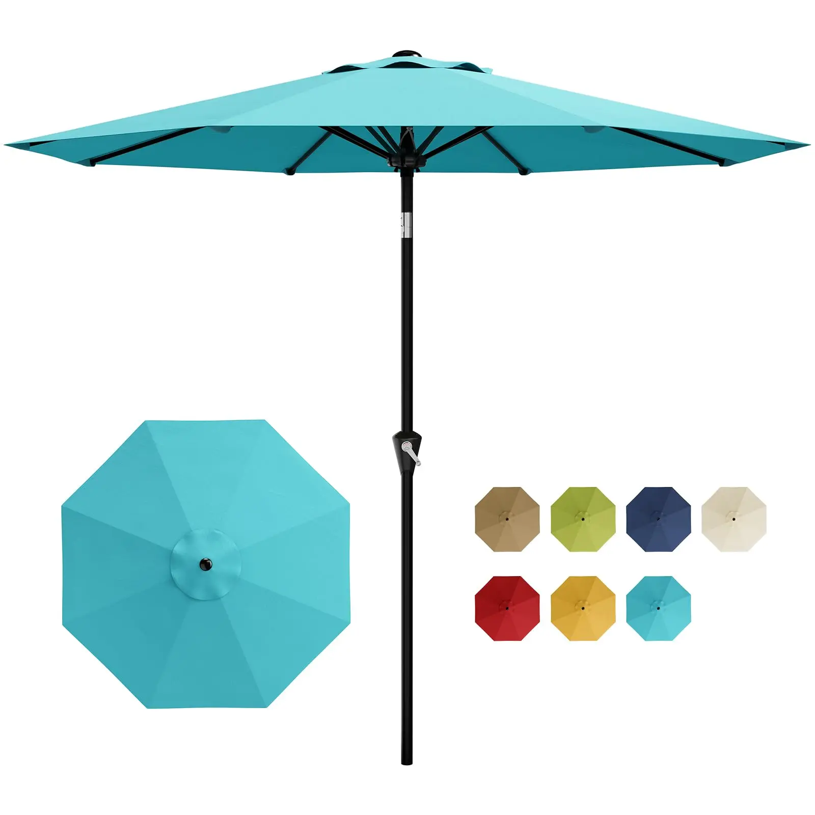 Garvee 9FT Outdoor Patio Umbrella with Crank Lift and Push Button Tilt, UV Protection Waterproof Canopy, 8 Sturdy Iron Frame Ribs for Pool, Deck, Garden, Yard, and Outdoor Table Use