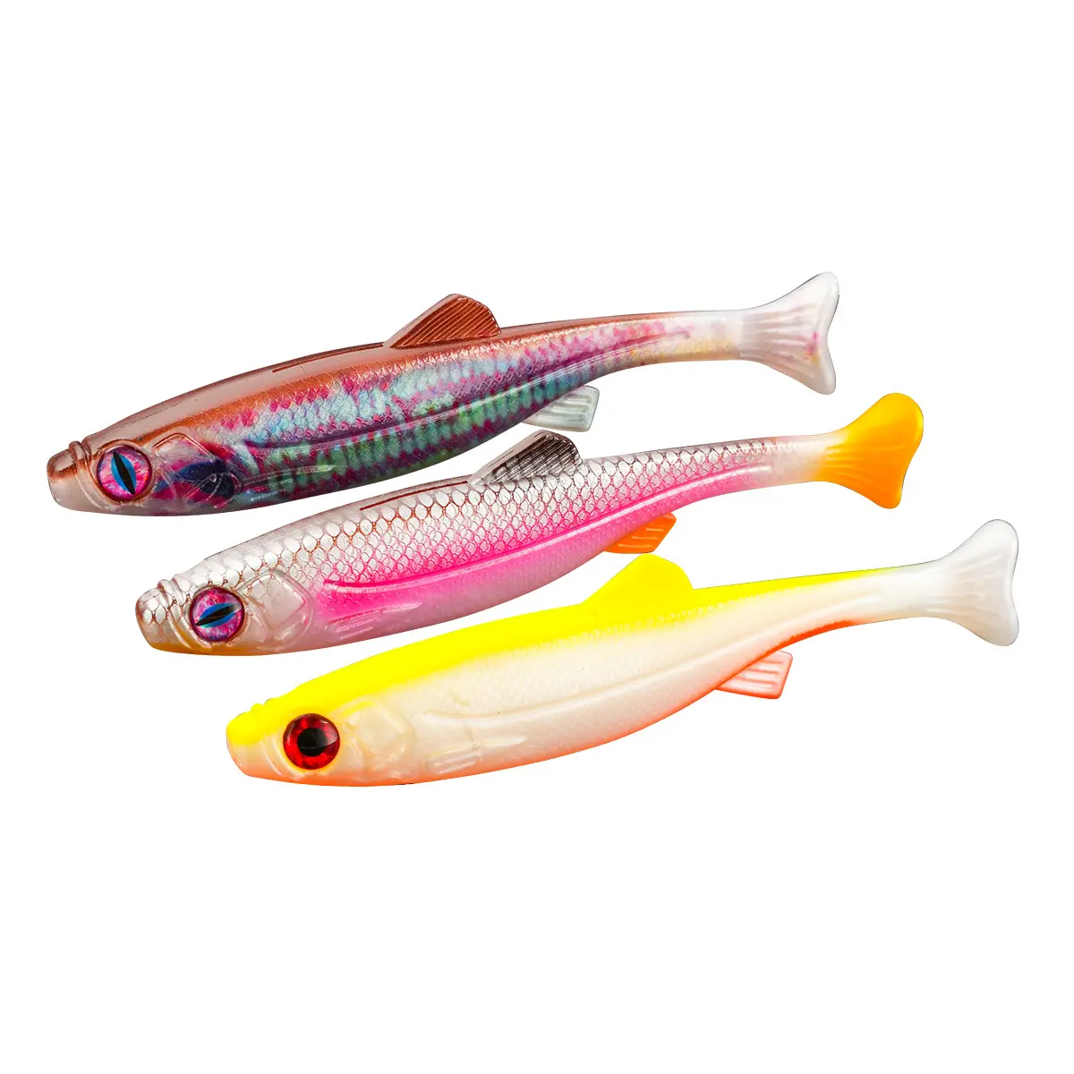 [Back to School] Soft Plastic Paddle Tail Swimbait, 19cm 63g High Action Fishing Lure with Lifelike 3D Eyes, Pre-Rigged Hook, Synthetic Hair for Trolling, Boat Fishing, Lifelike Eyes
