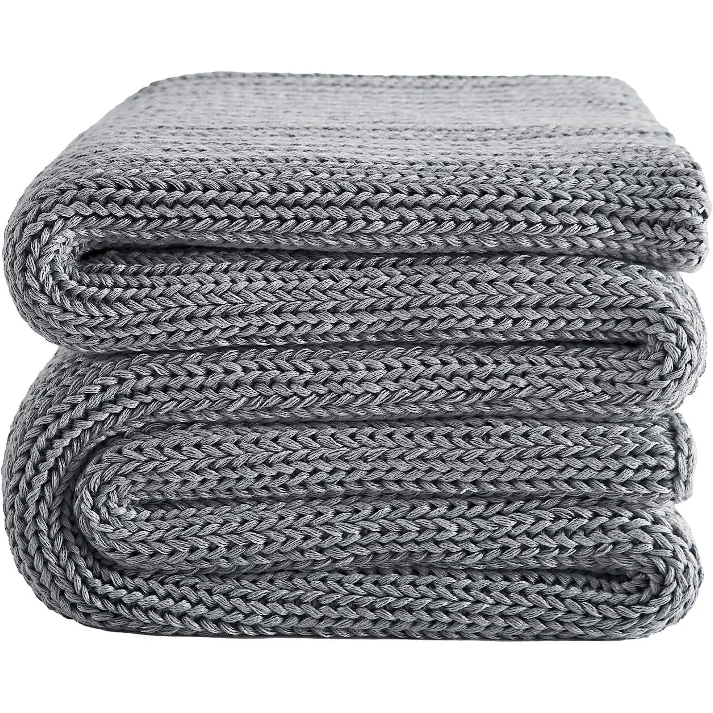 Knitted 60"x80" 15lbs for Adults Cooling| Chunky Knit Blanket Throw, No Beads Evenly Weighted, Breathable, Machine Washable Decorative Grey