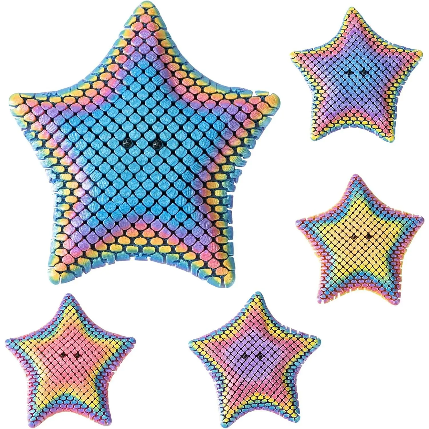 3D Printed Articulating Squishy Starfish Fidget Toy, Flexible Stress Relief Desk Decor, Unique Squishy , Portable for Fidget Lovers (Random Rainbow Colors)fidget toys