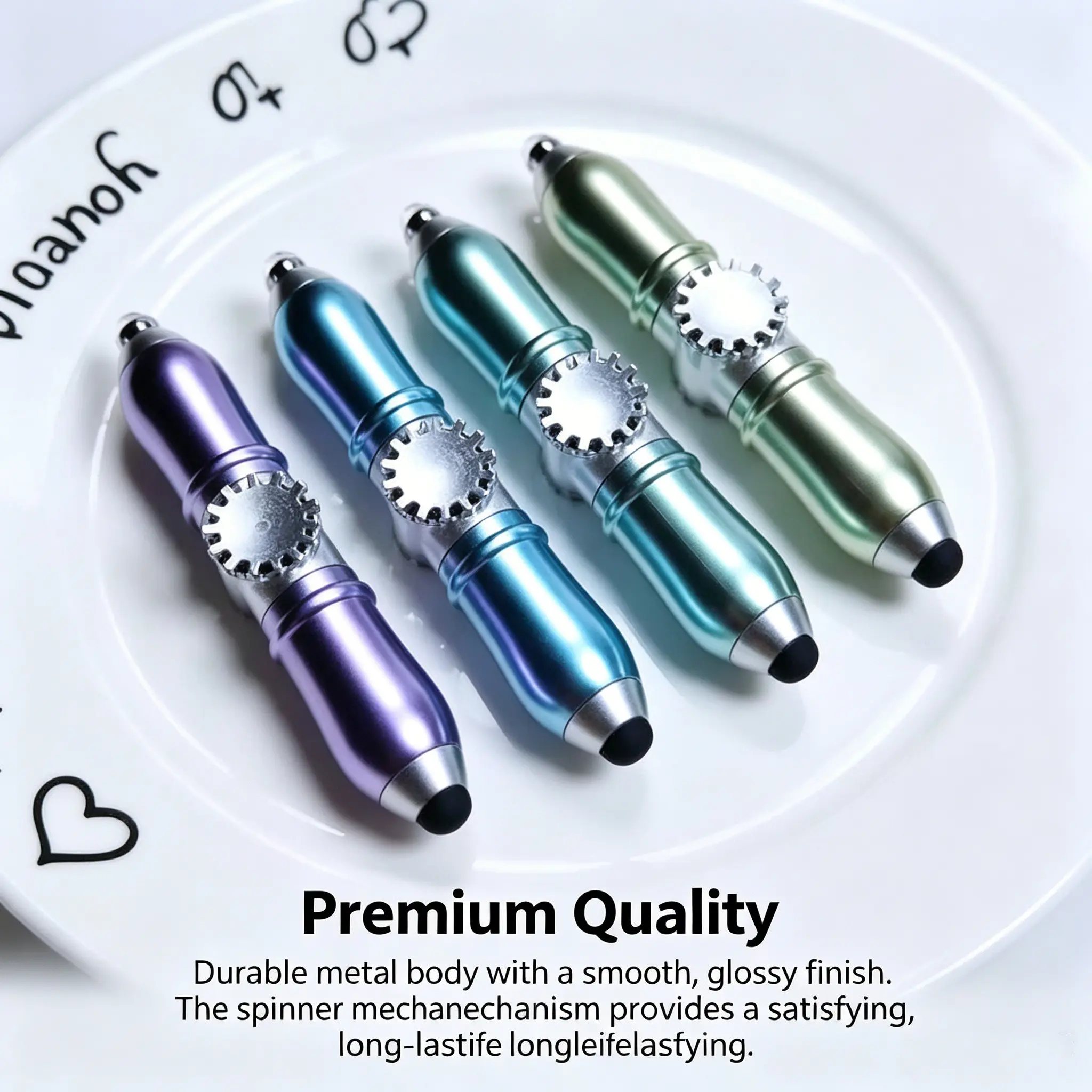 creative led light fidget spinner pen multi functional spinning pen on fingers portable relax pen stick for anxiety Fingertip gyro pen colorful decompression pen stylus pen for iPhone any device pressable ballpoint pen for shool college office teenager