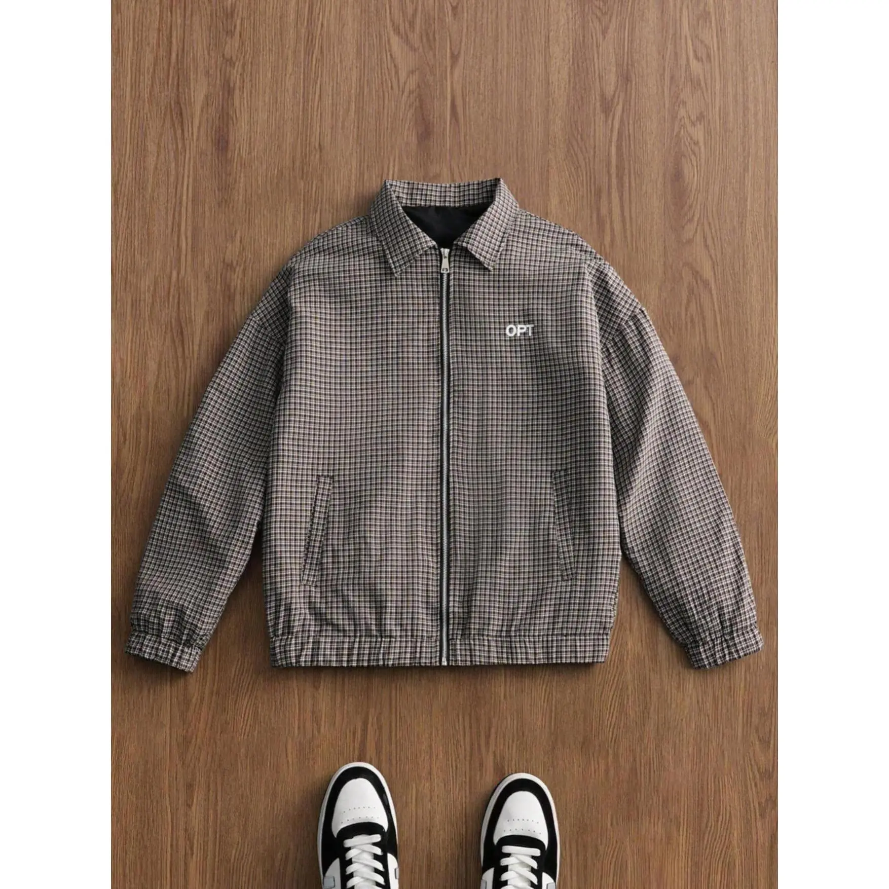 Preppy Blue Gingham Coach Jacket | Retro 90s Oversized Zip-Up SpringStatements Preppy Blue Gingham Coach Jacket | Retro 90s Oversized Zip-Up SpringStatements