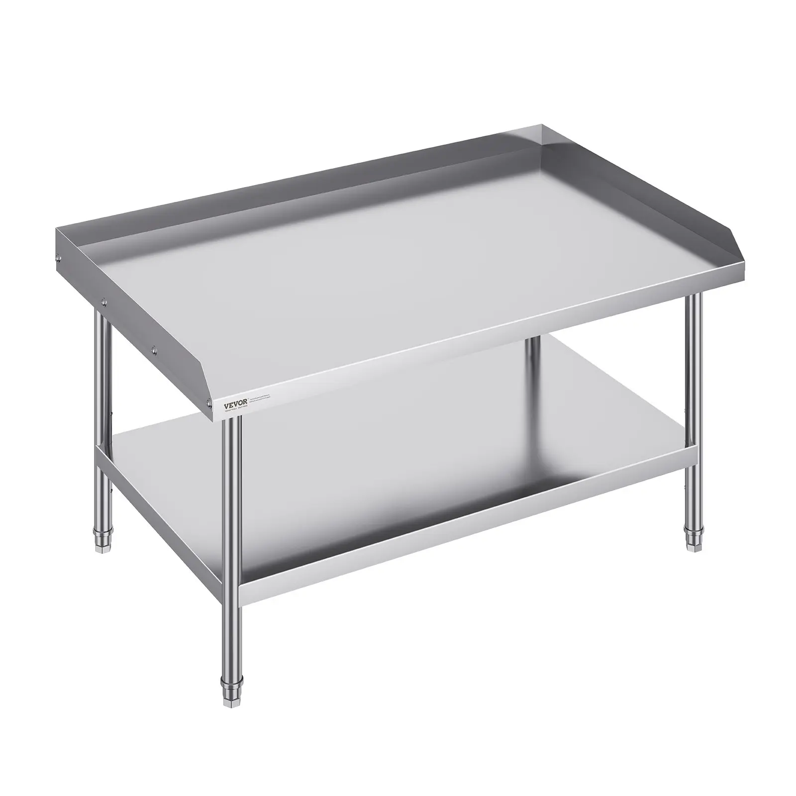 Summerfinds Industrial Stainless Steel Work Table - 30x48x26in Heavy-Duty Commercial Food Prep Table with 3-Sided Backsplash, Height Adjustable for Restaurant, School Use, Scratch Resistant, Assembly Required