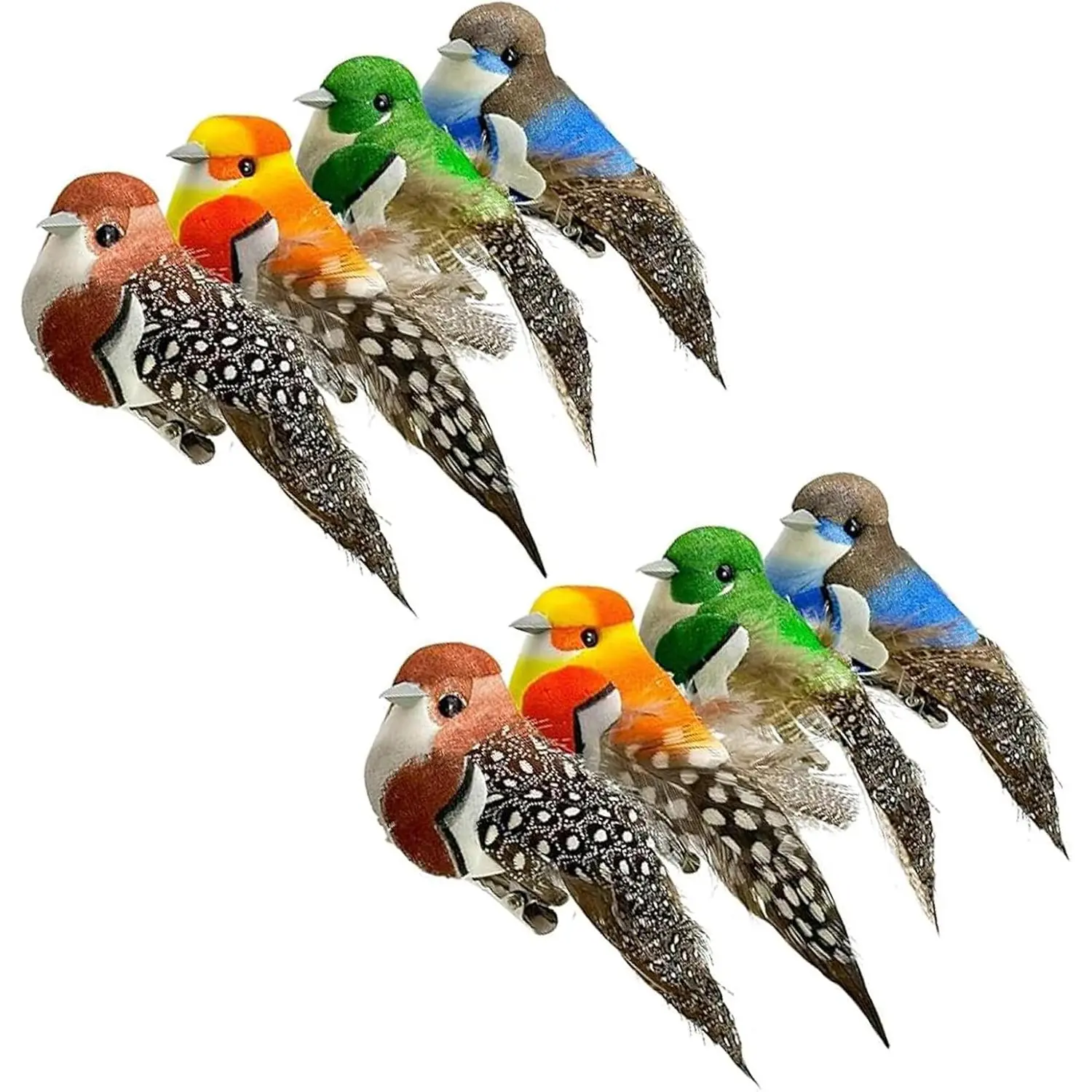 8 count Artificial Birds Clip   Bird Ornaments with Feathers for Christmas Tree Decoration, Arts & Crafts and Floral Arrangements (3)