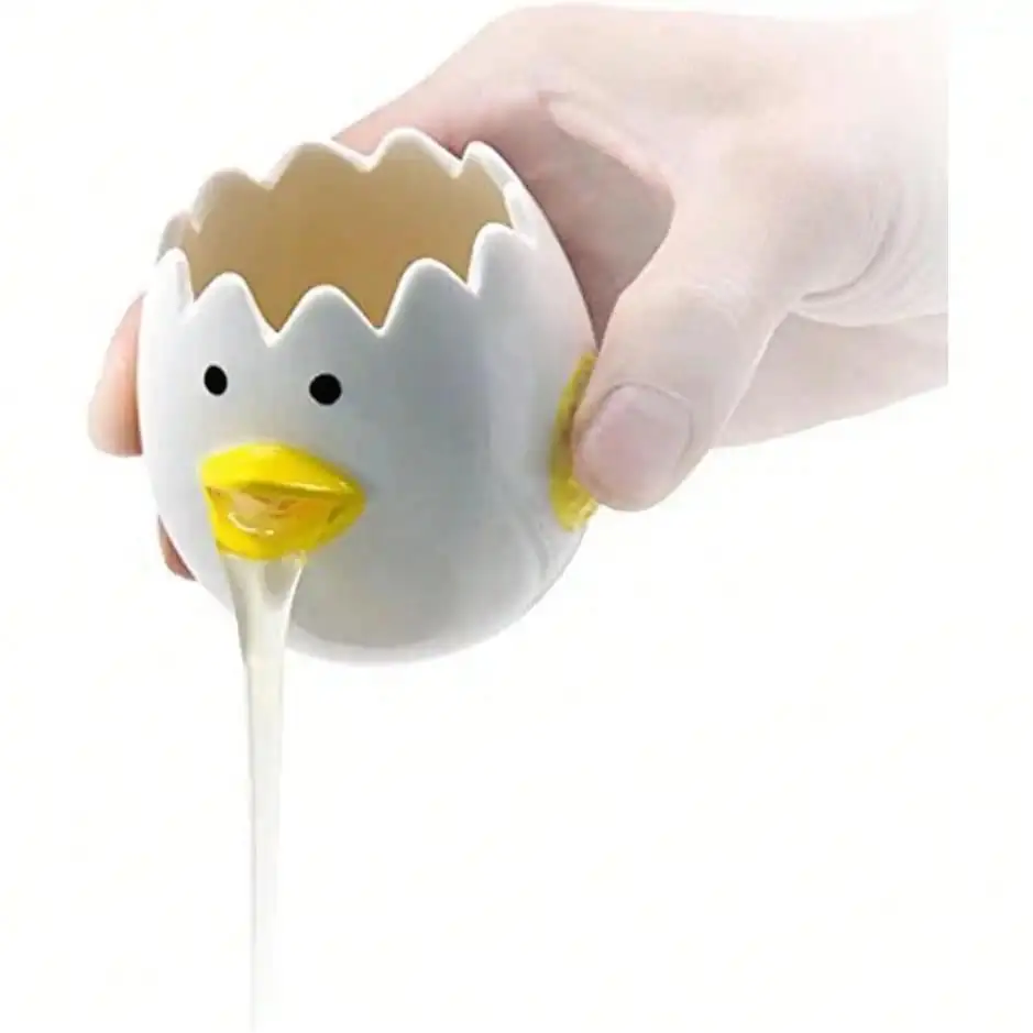 Cute Chicken Egg Separator Ceramic Egg Yolk White Separator Funny Vomiting Chicken Egg Filter Kitchen Gadget for Baking Cooking Dishwasher Safe Yellow