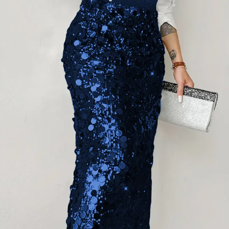 Fashionable Women's Midi Skirt, Aesthetic Fashionable Skirt, Club Skirt, Glittery Sequin Fabric, All-Seasons, Perfect for Casual Elegant Parties, Valentine's Day, Date Night, Formal Events