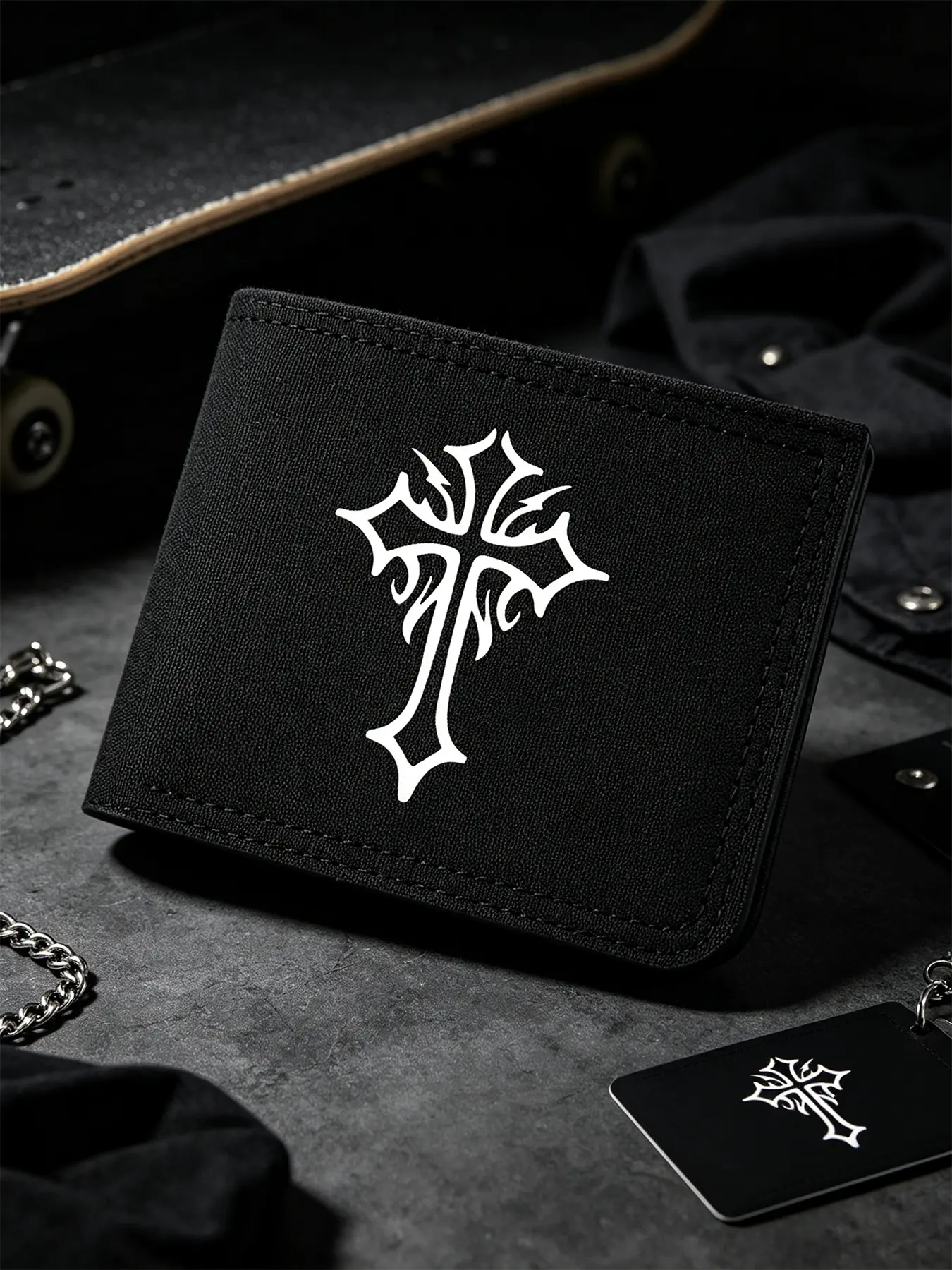 Cross‑Print Canvas Bifold Wallet for Men, Slim Card Holder with Coin Pocket, Lightweight Easy‑to‑Carry, Ideal Gift for Men