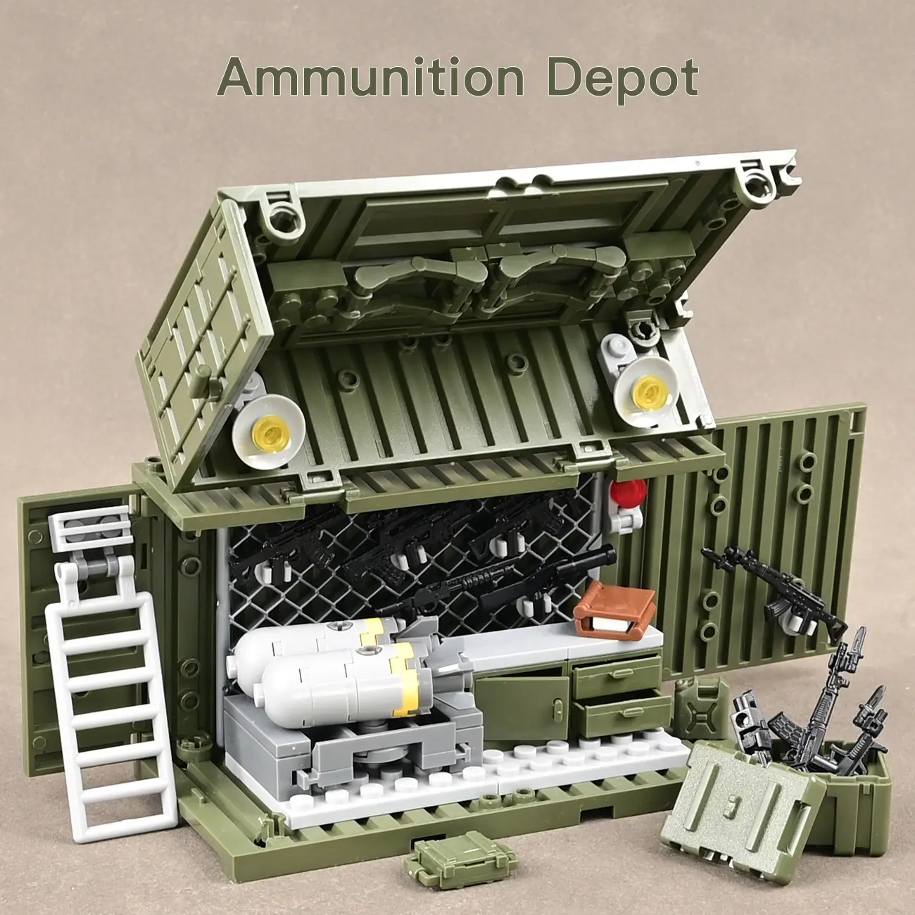 Military Special Forces Building Blocks Toy, Ammo Storage Model Kit, Ammunition Depot, Kids Assembly Scene Puzzle, Educational Playset for Children, Building Blocks Sets