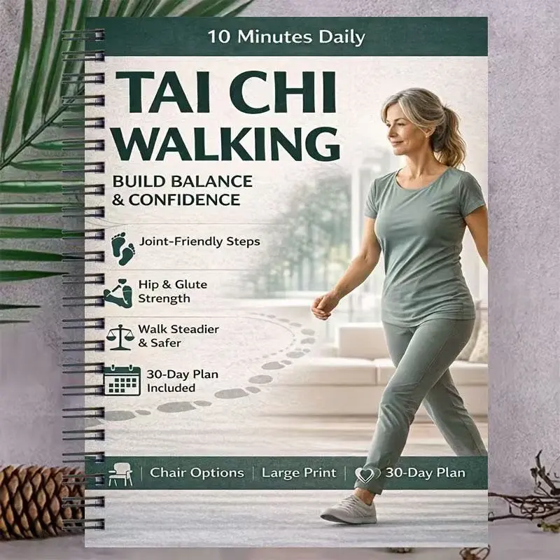 Tai Chi Walking Fitness Notebook for Seniors, Practicality, 30-Day Training Plan, Seated Exercises Included, Perfect Gift for Holidays