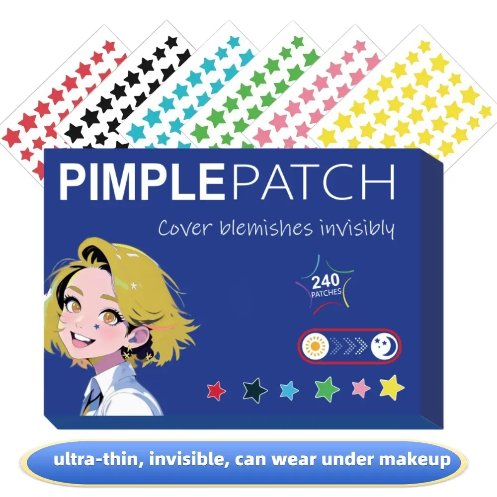 240pcs 6 Color Star Shape Acne Patches, Skin-Friendly Invisible Coverage, Easy Makeup Application, Cute Dopamine Stars, Facial Cleansing Tools
