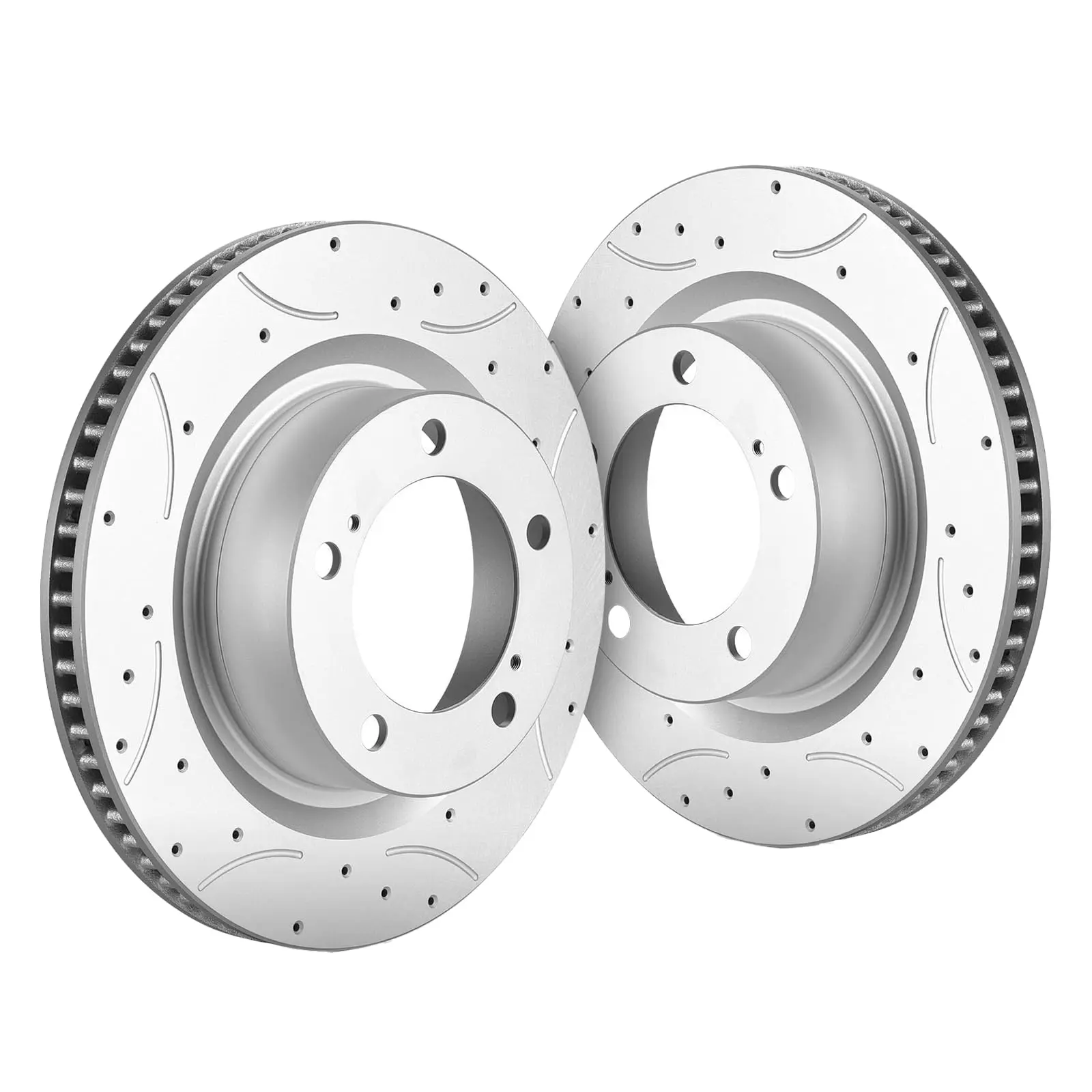 Garvee Disc Drilled and Slotted Brake Rotors for Front and Rear, Compatible with Multiple Vehicle Models Including GX460, 4Runner, Wrangler, Chrysler, Grand Cherokee, Lancer, Fusion (2000-2023)