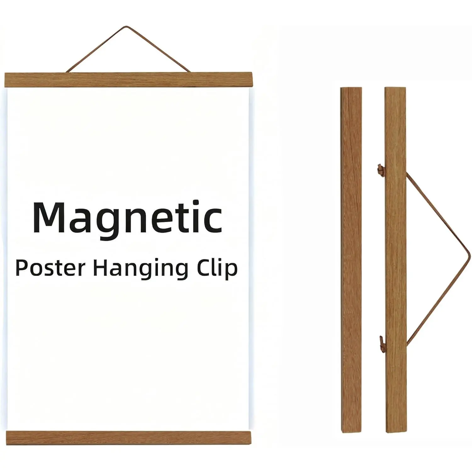 Magnetic Poster Hanger Frame for 20x24 20x28 20x30 Movie Music Posters Wall Art,Teak Wood Picture Frames for Large Canvas Diamond Map Decor, Living Room Calendar Banner Tapestry Photo Hanging Stand (Teak Wood, 20in/50cm)