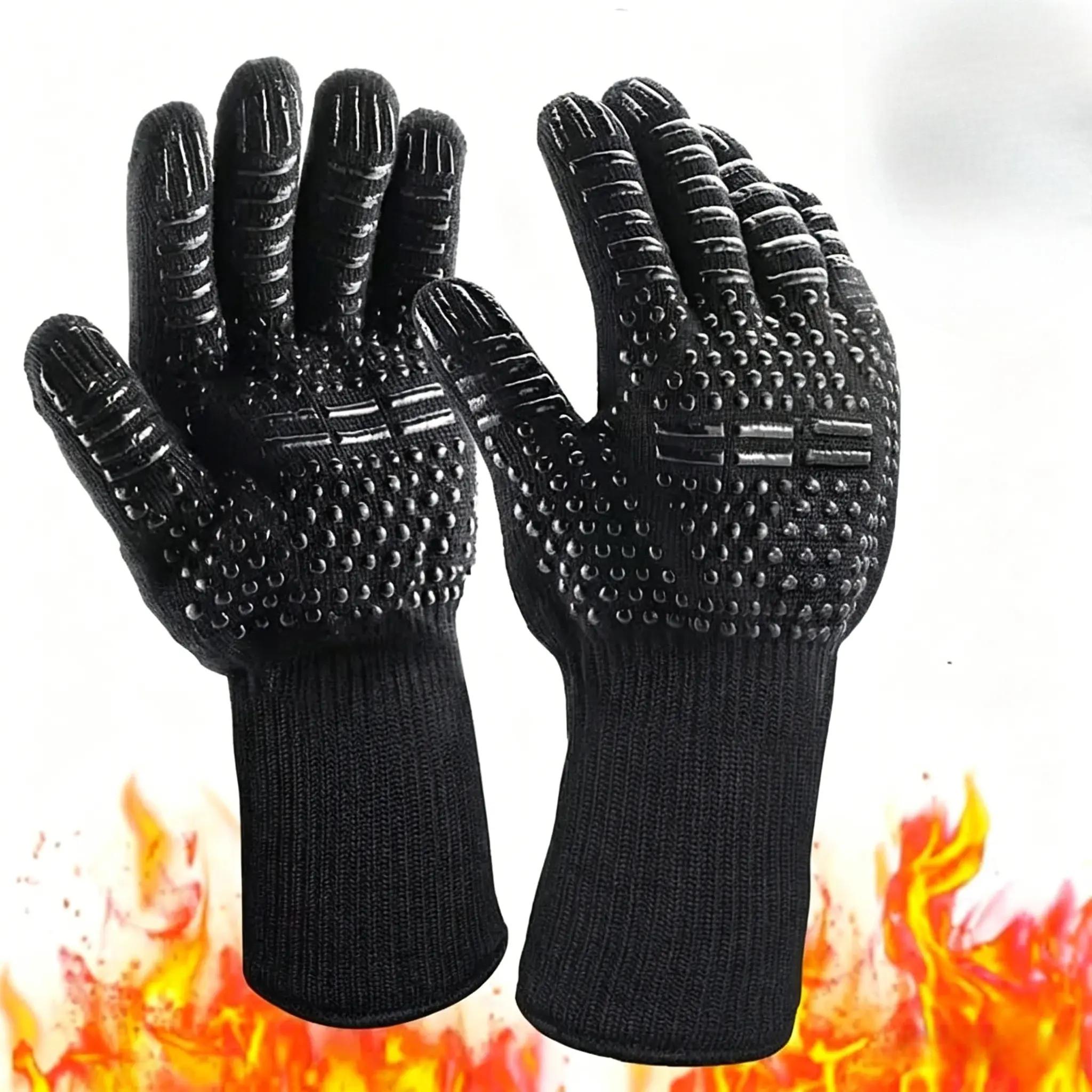 A Pair of Heat-Resistant 1472°F Silicone Non-Slip BBQ Grill Gloves with Extended Wrist Protection, Baking & Outdoor Cooking Bag Accessories for Home Chefs, A Pair Of Gloves, Grilling, Cooking Gloves