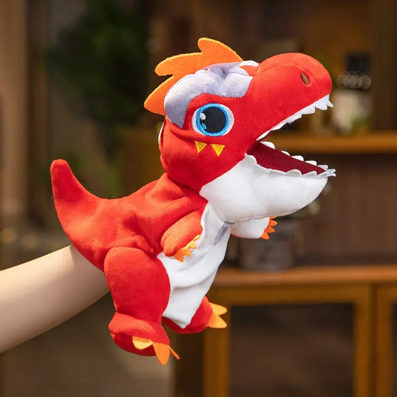 Cute Dual Crown Dragon and Crocodile Puppet, Unisex Plush Toy for Kids Role Play, Ideal Gift for Birthday, Holidays, Parties