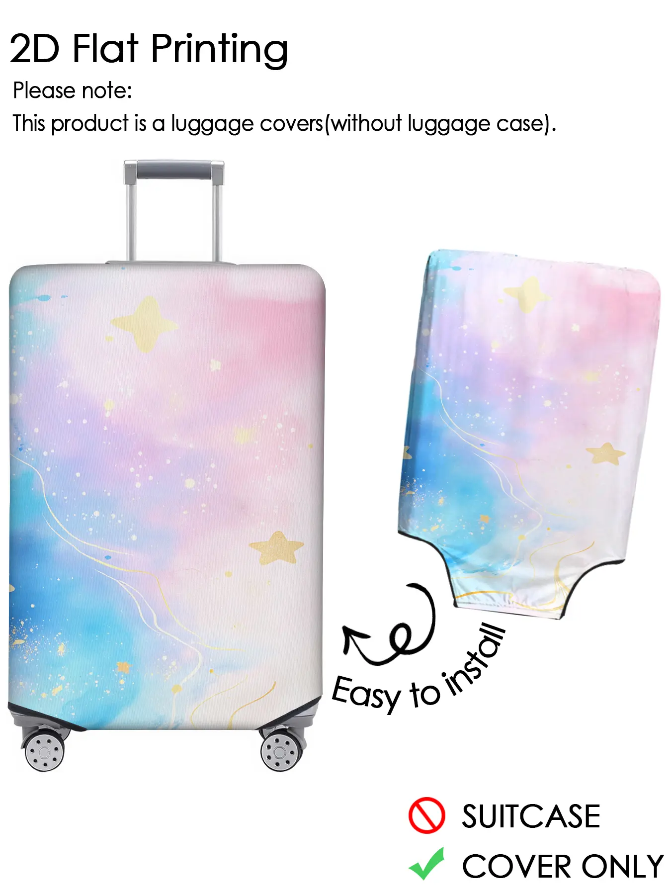 Pink blue gilded starry sky pattern luggage cover, luggage protection cover, dust-proof, scratch resistant, personalized pattern not easily confused, suitable for 18-32 inch luggage, essential travel accessory, Traveling Essentials