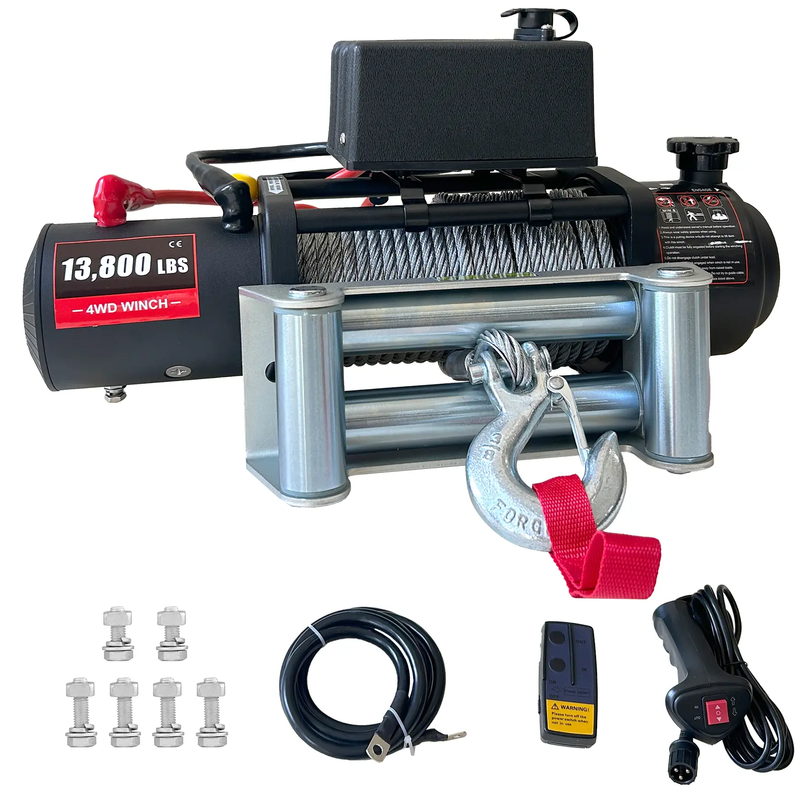 Heavy Duty 13800LBS 12V Electric Winch for Truck SUV ATV, 6.5HP Motor IP67 Waterproof Recovery Winch with Wireless Remote, 85ft Synthetic Rope & Steel Cable for Off-Road Vehicle Rescue