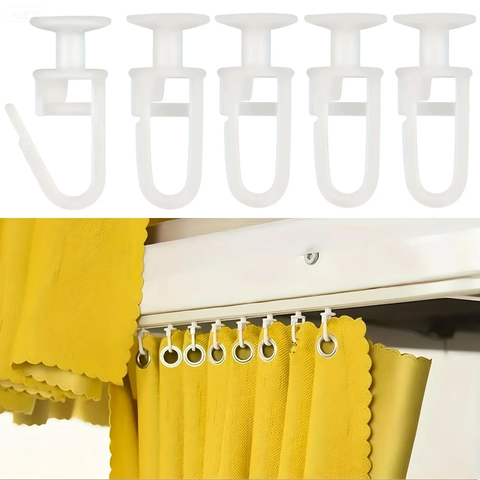 50/100/150/200pcs Curtain Track Hooks, Multi-Functional Sliding Hooks, White, Plastic Material, Lightweight, Durable, Easy to Install, Fashionable Minimalist Design, Suitable for Various Curtains, Door Curtains, Shower