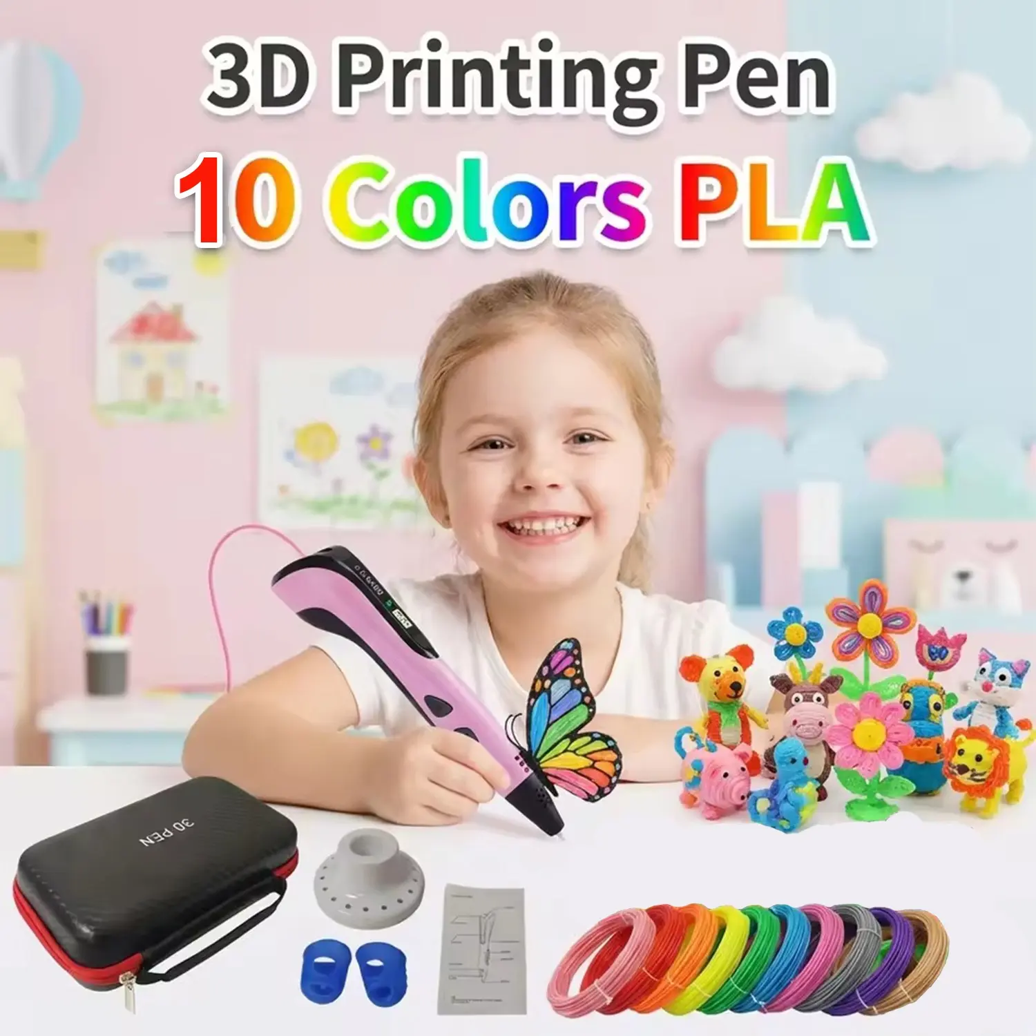 3D Printing Pen Kit with 50m Pla Filament, Gift Box and Finger Gloves, Creative DIY Art Tools for Kids and Adults, Craft Painting Supplies
